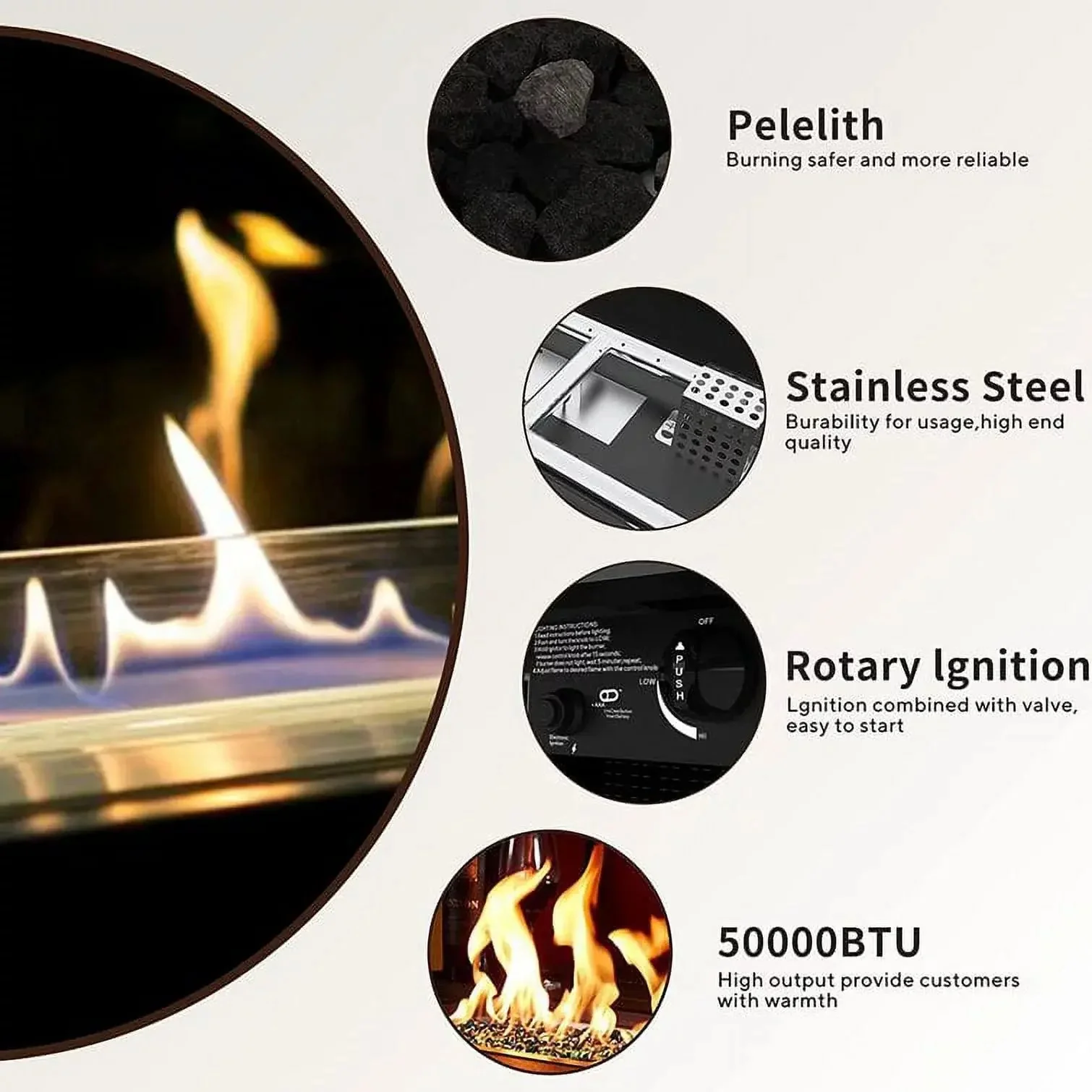 44 Inch Propane Gas Fire Pit Table With Waterproof Cover - Image 13