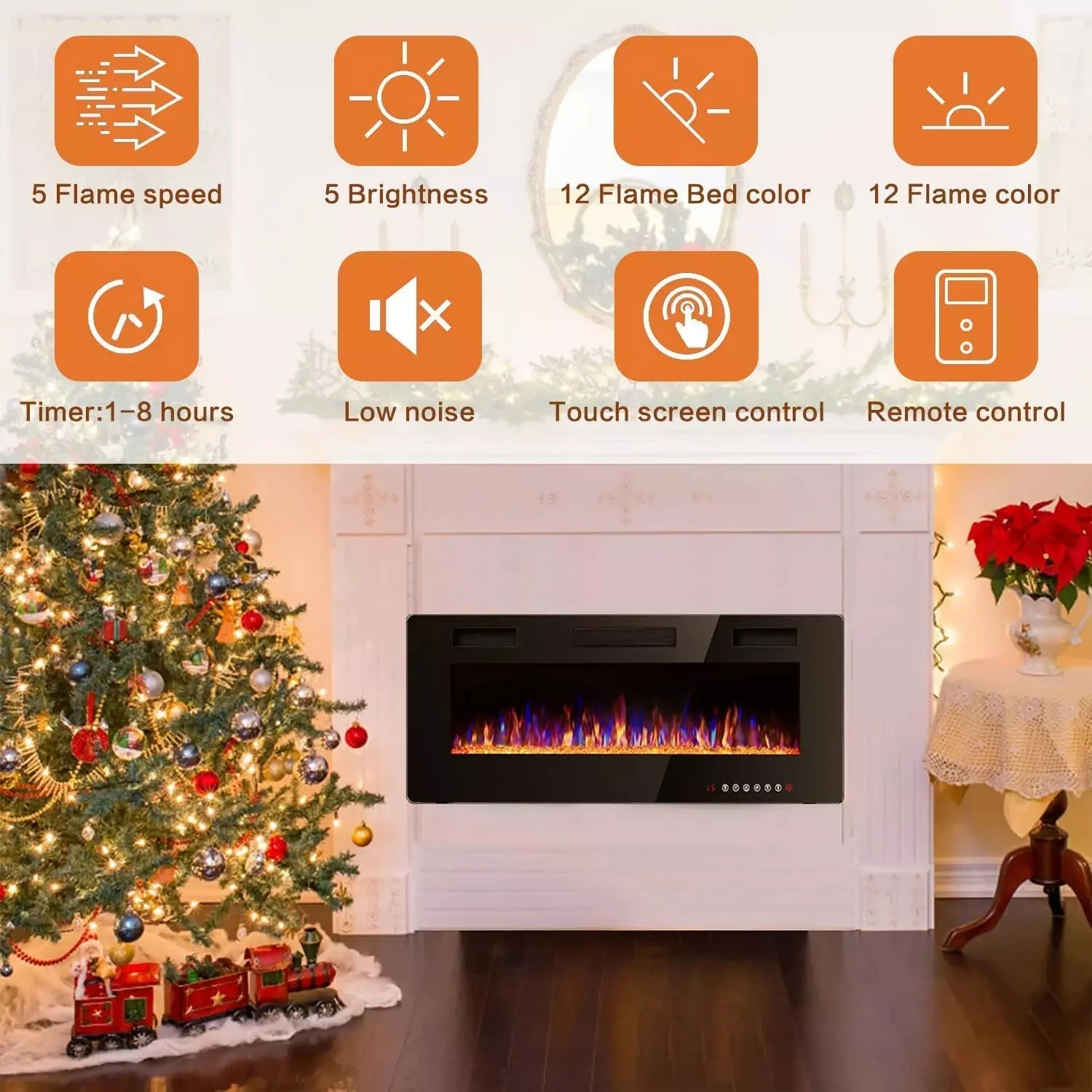 Wayfair No.1 Ultra-Thin Wall Mounted & Recessed Electric Fireplace, 72 inch - Image 5