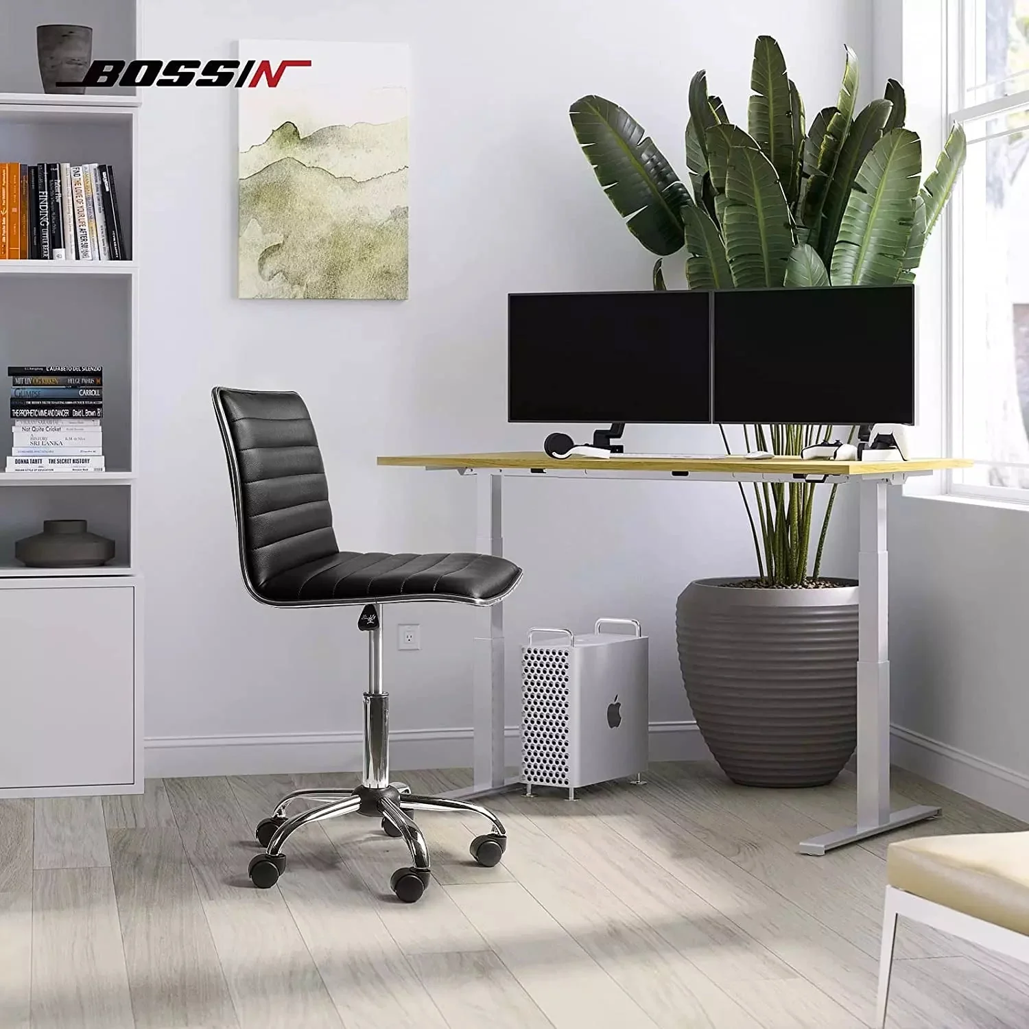 BOSSIN Mid-Back Height Adjustable Office Chair, Armless Swivel Task Chair OF05 - Image 3
