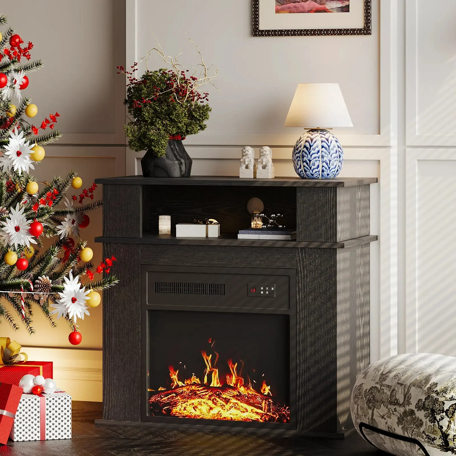 BOSSIN 28" Electric Fireplace with Mantel, 18 inch Electric Fireplace Insert with Remote Control - Image 8