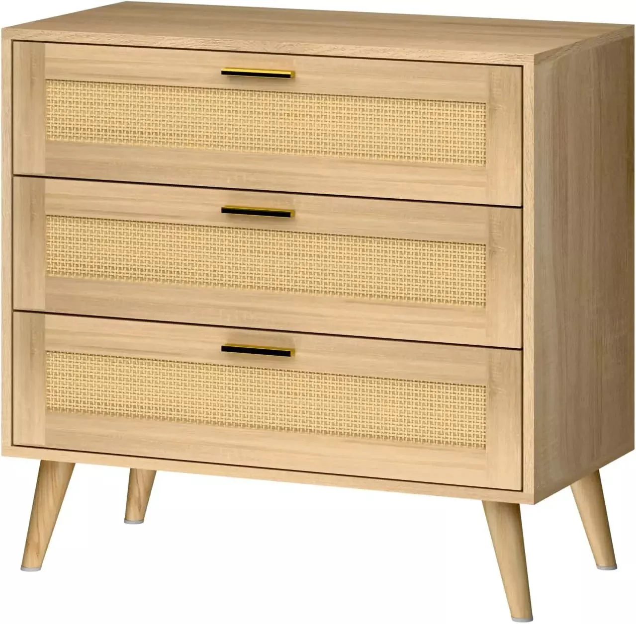 BOSSIN 3 Drawer Rattan Dresser, Chests of Drawers for Bedroom