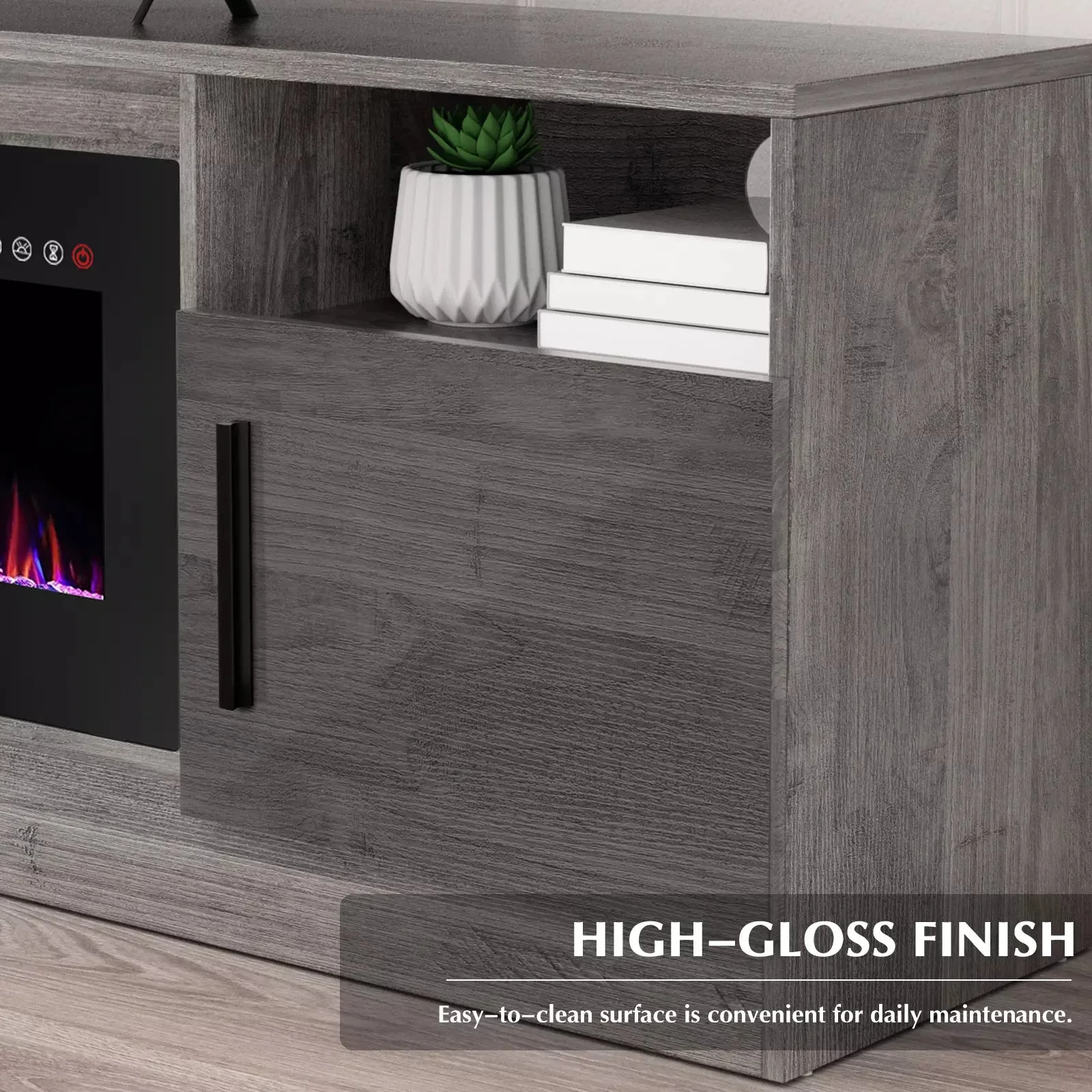 BOSSIN 70 inches Fireplace TV Stand with 36 inch Fireplace Up to 80" TVs - Image 14