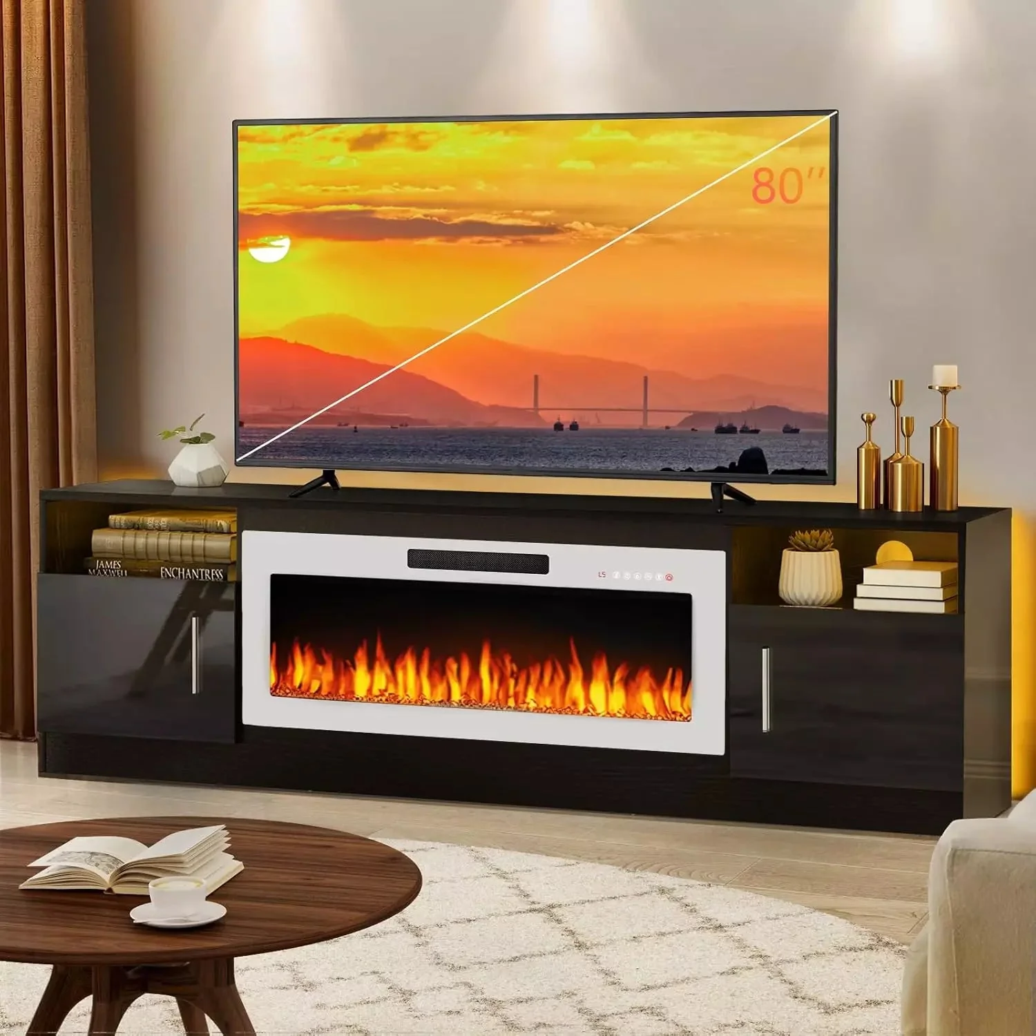 Vitesse 70 inches Fireplace TV Stand with 36 inch Fireplace Up to 80" TVs - Image 10