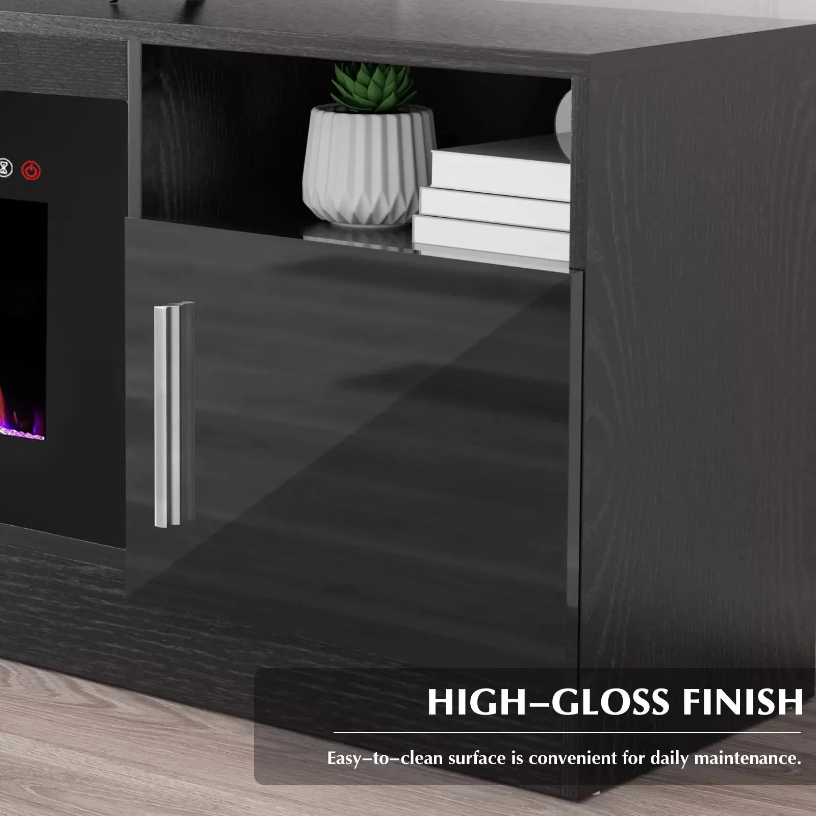 BOSSIN 70 inches Fireplace TV Stand with 36 inch Fireplace Up to 80" TVs - Image 6