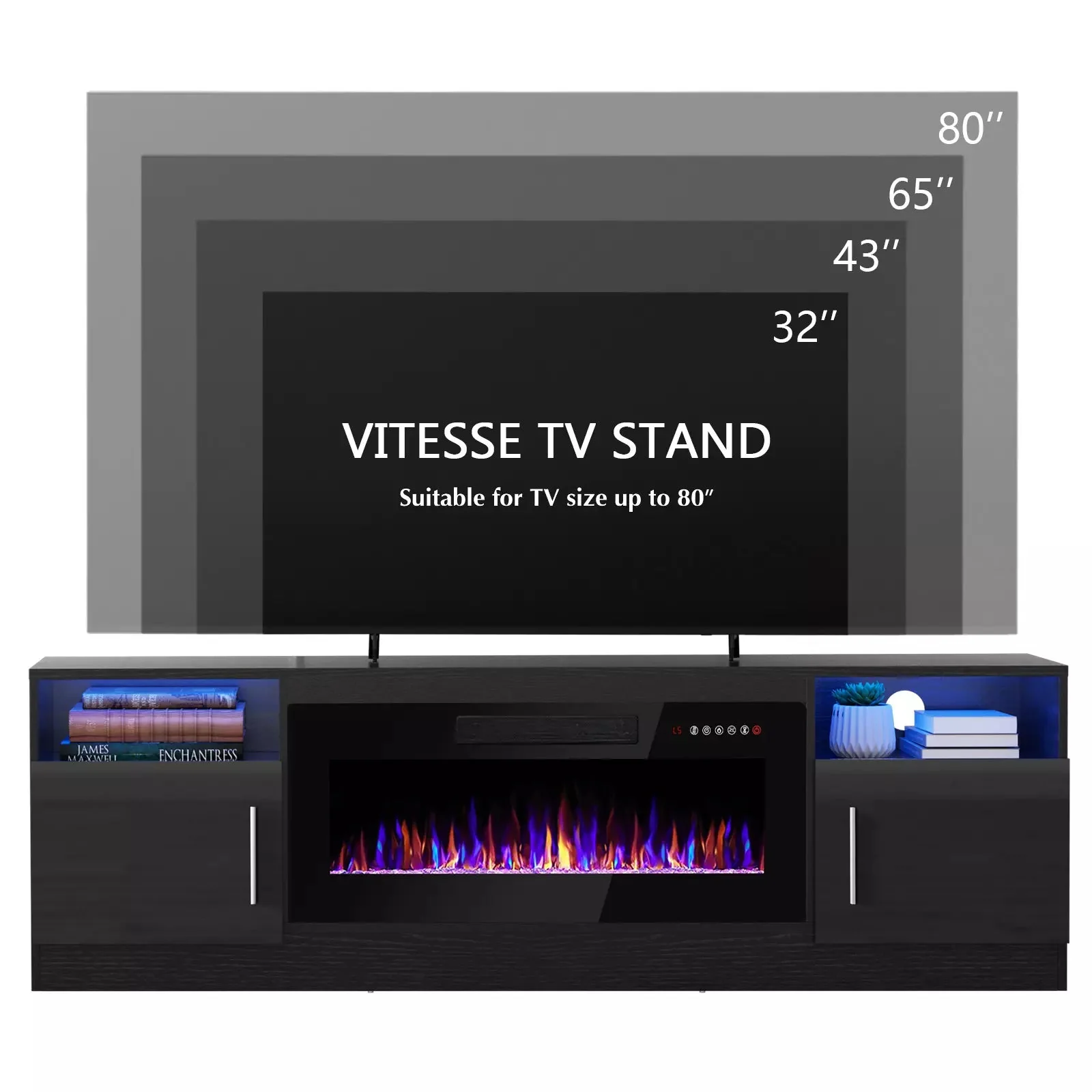BOSSIN 70 inches Fireplace TV Stand with 36 inch Fireplace Up to 80" TVs - Image 7