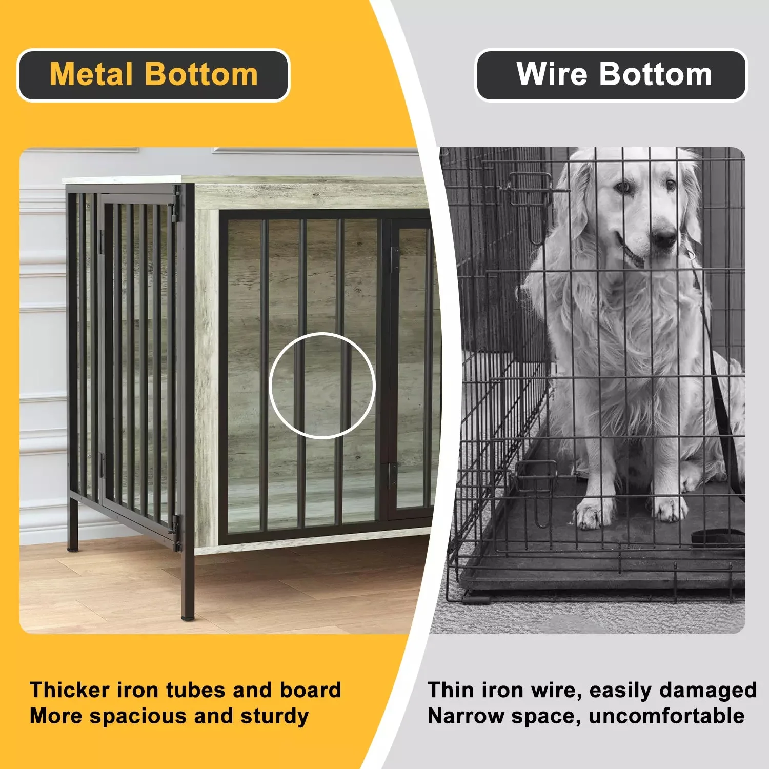BOSSIN 78inch Dog Crate Furniture for 2 Dogs, Large Double Dog Cage Furniture with Divider, Wooden Indoor Dog Kennel for Medium Large Dogs - Image 12