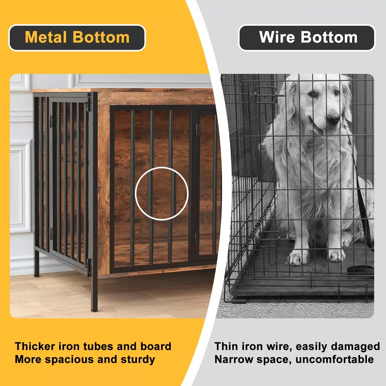 BOSSIN 78inch Dog Crate Furniture for 2 Dogs, Large Double Dog Cage Furniture with Divider, Wooden Indoor Dog Kennel for Medium Large Dogs - Image 5