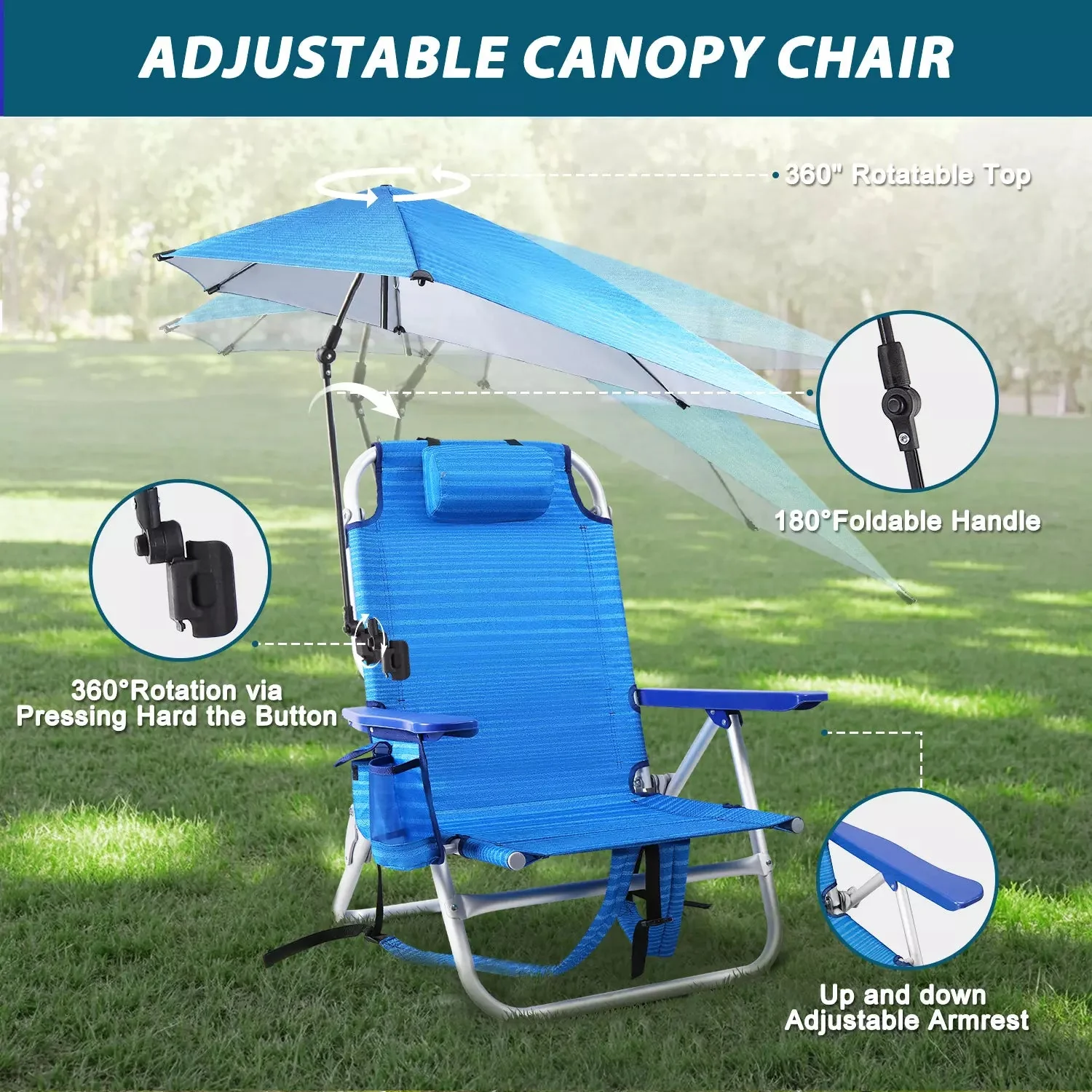 BOSSIN Backpack Beach Chair with Umbrella for Adults - Image 4
