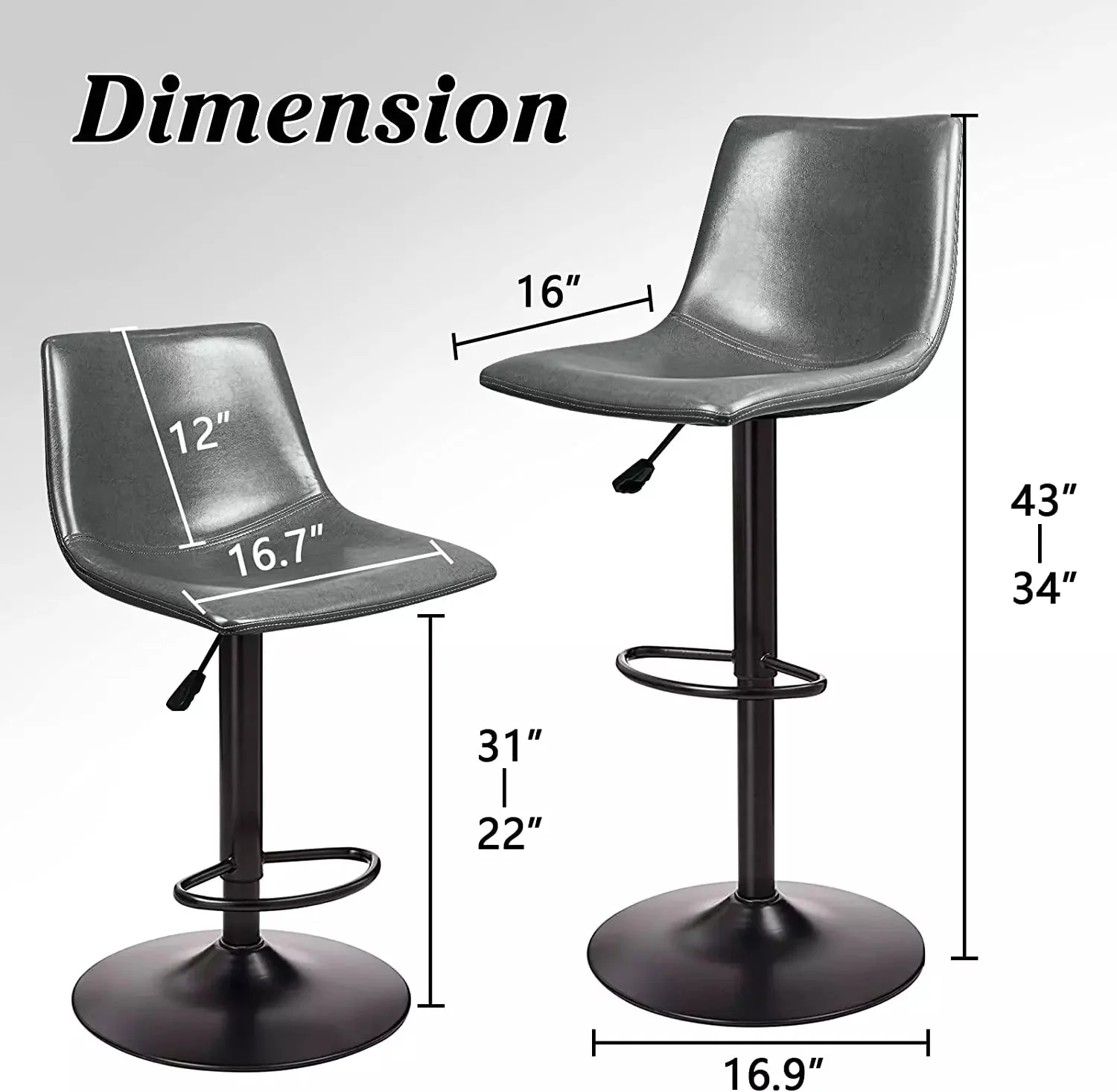 WALEAF Bar Stools Set of 2 Modern Swivel Bar Chairs - Image 10