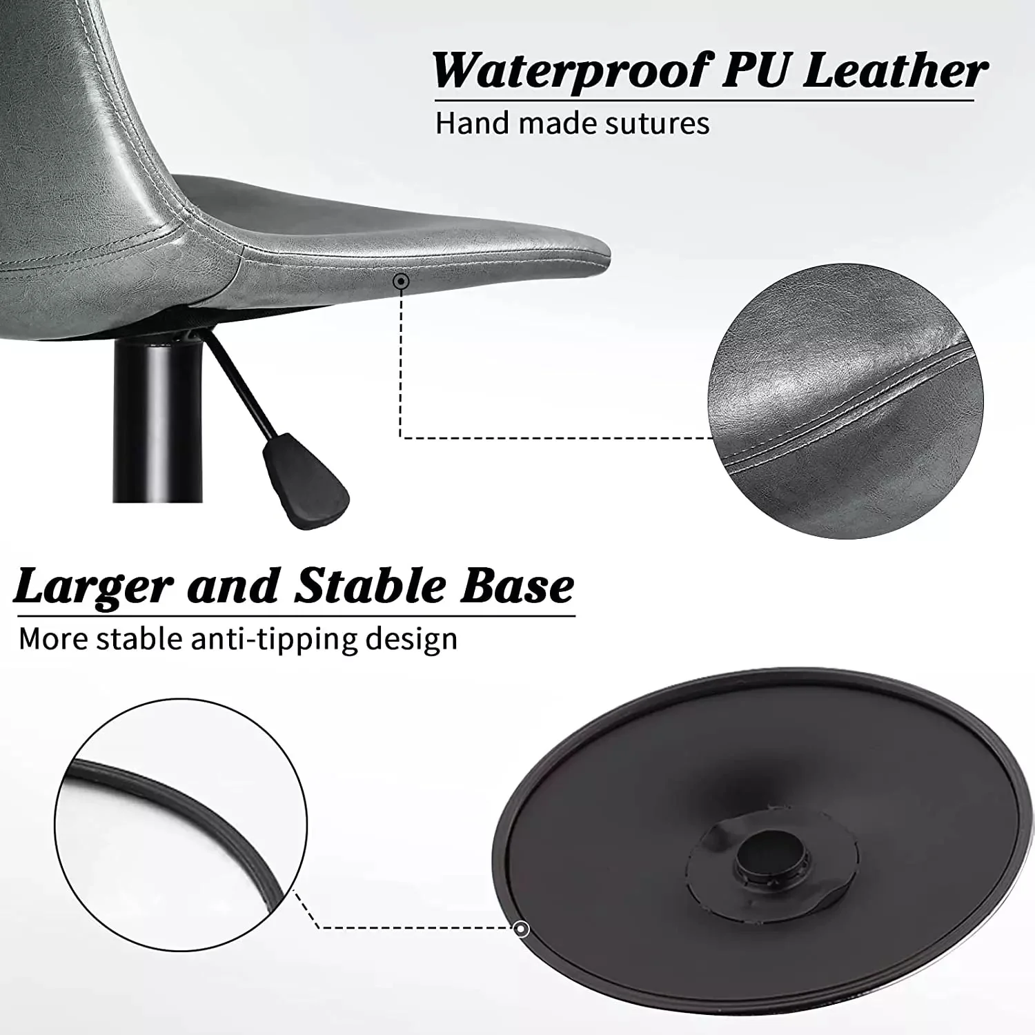 WALEAF Bar Stools Set of 2 Modern Swivel Bar Chairs - Image 13