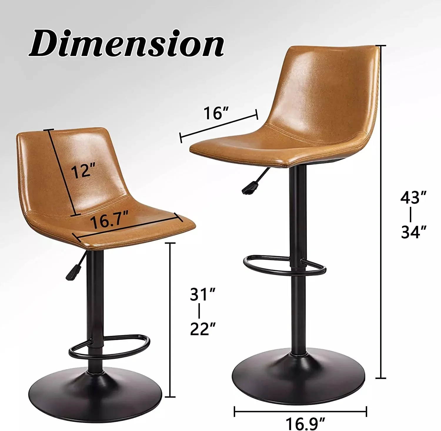 WALEAF Bar Stools Set of 2 Modern Swivel Bar Chairs - Image 18
