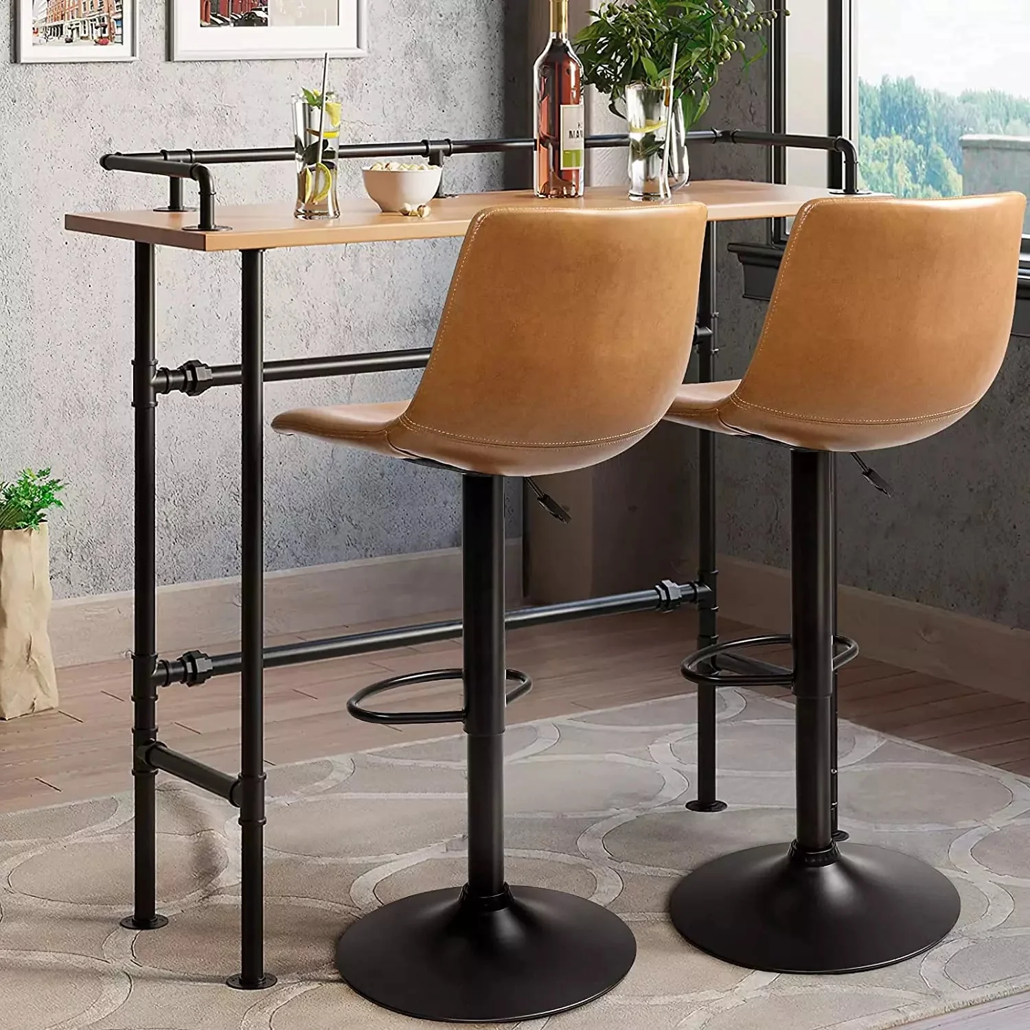 WALEAF Bar Stools Set of 2 Modern Swivel Bar Chairs - Image 23