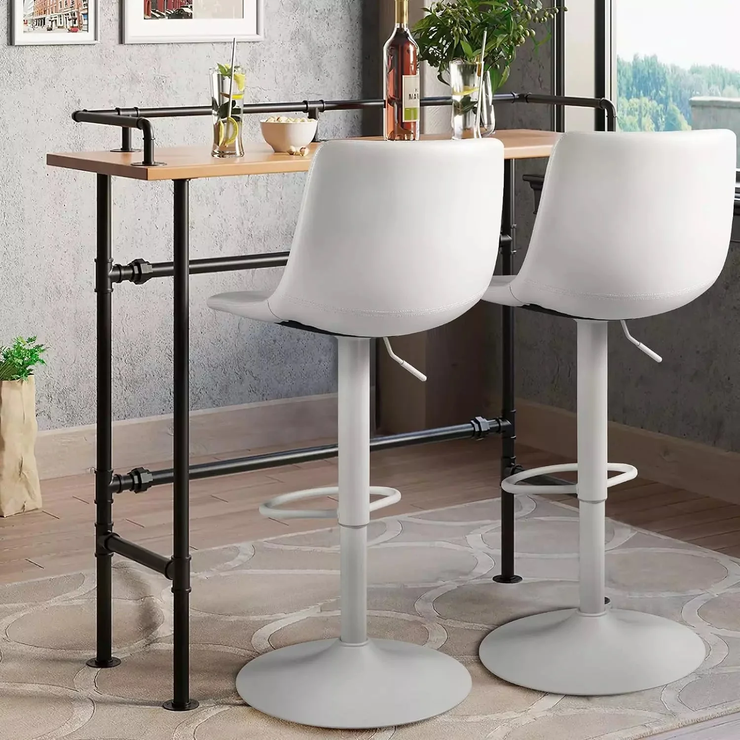 WALEAF Bar Stools Set of 2 Modern Swivel Bar Chairs - Image 27