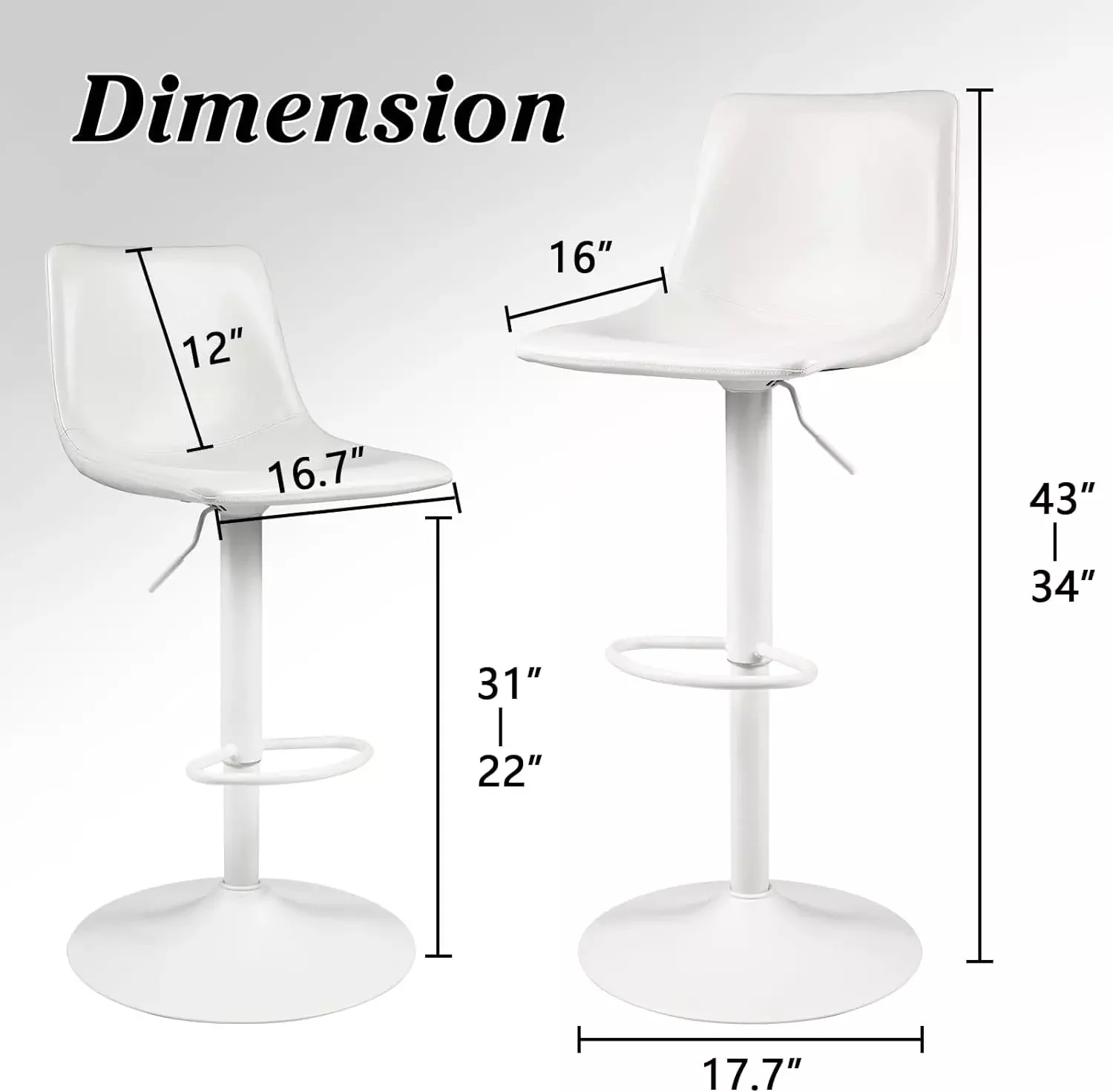 WALEAF Bar Stools Set of 2 Modern Swivel Bar Chairs - Image 31