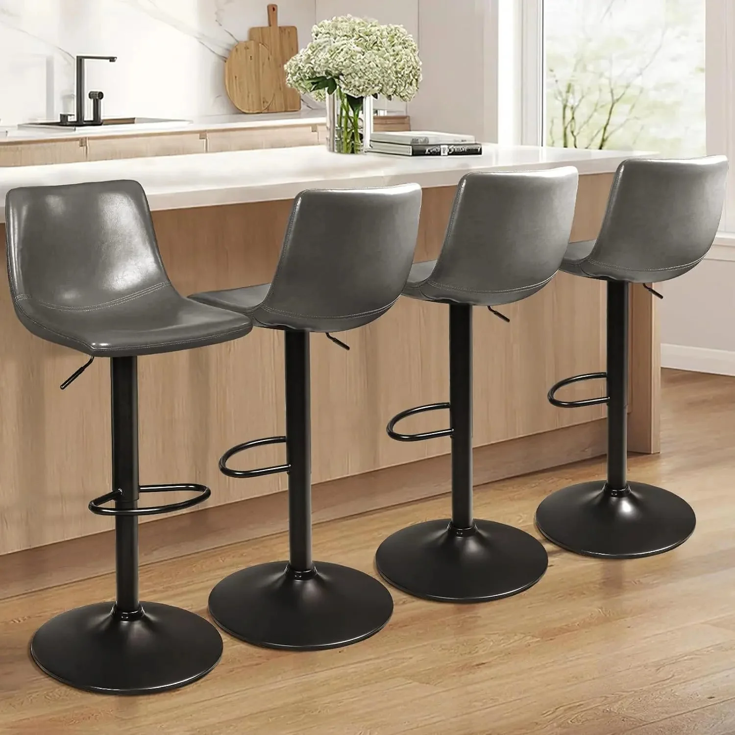 WALEAF Bar Stools Set of 2 Modern Swivel Bar Chairs - Image 34