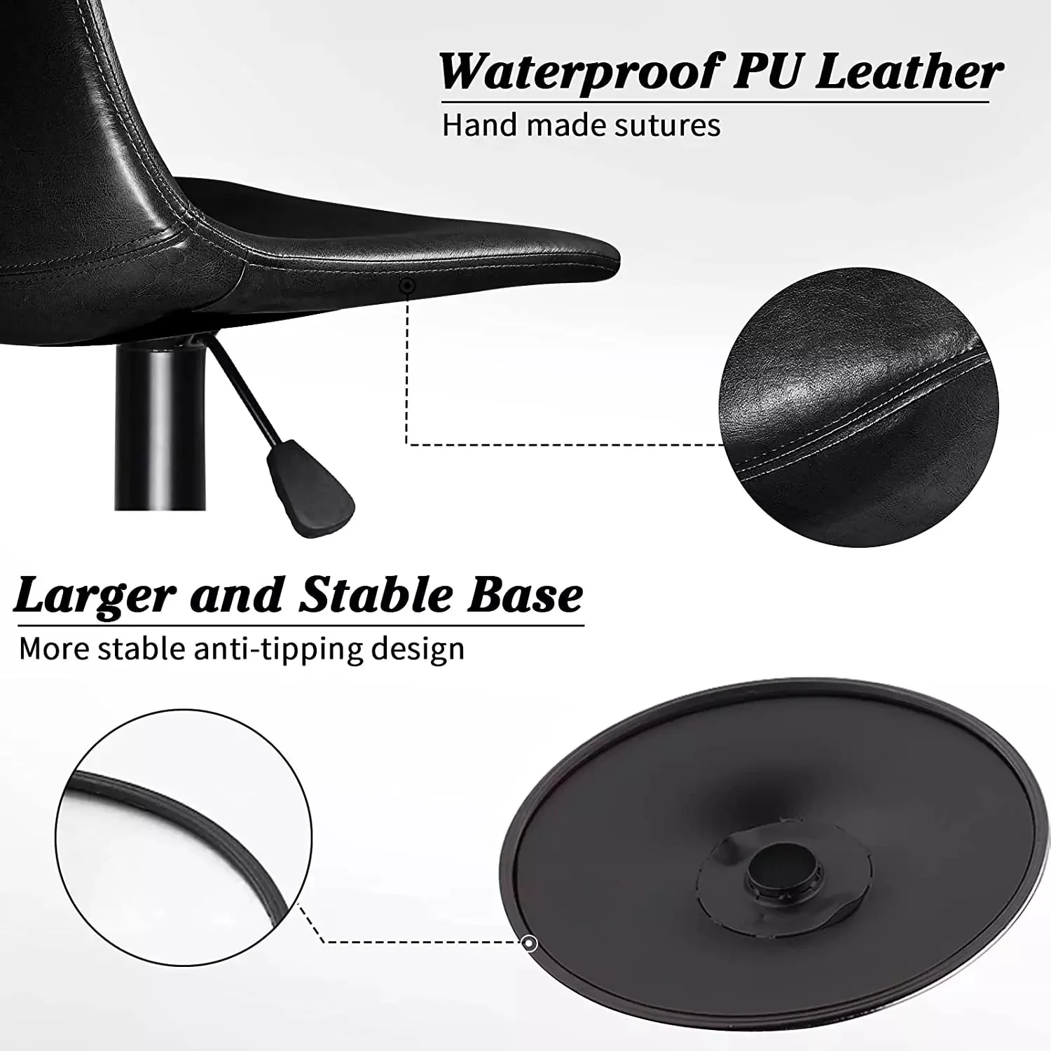 WALEAF Bar Stools Set of 2 Modern Swivel Bar Chairs - Image 5