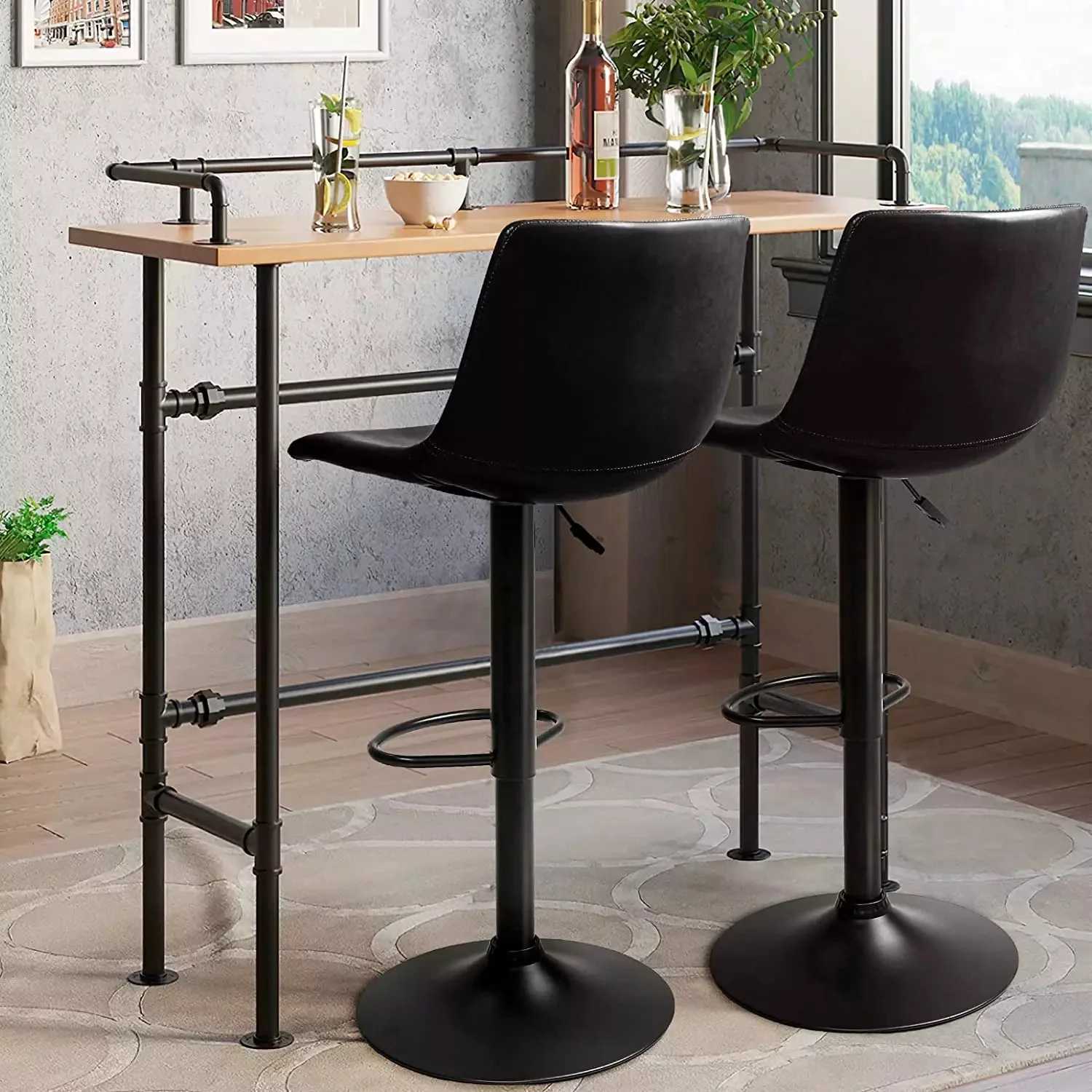 WALEAF Bar Stools Set of 2 Modern Swivel Bar Chairs - Image 6