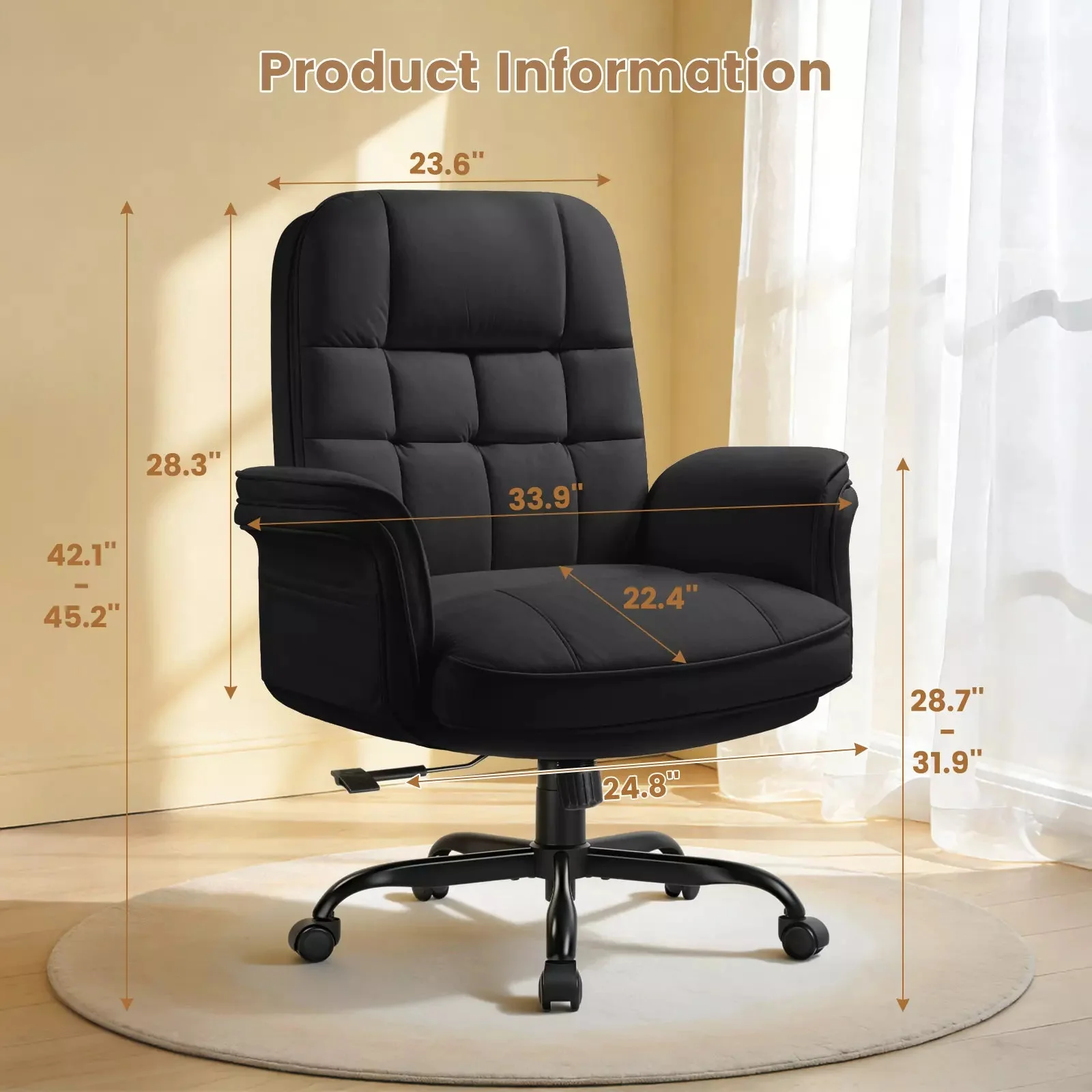 BOSSIN Cross Legged Office Chair with Flip-up Armrests, 135° Reclining Ergonomic Executive Chair for Big and Tall, Wide Seat Computer Desk Chair with Wheels - Image 7