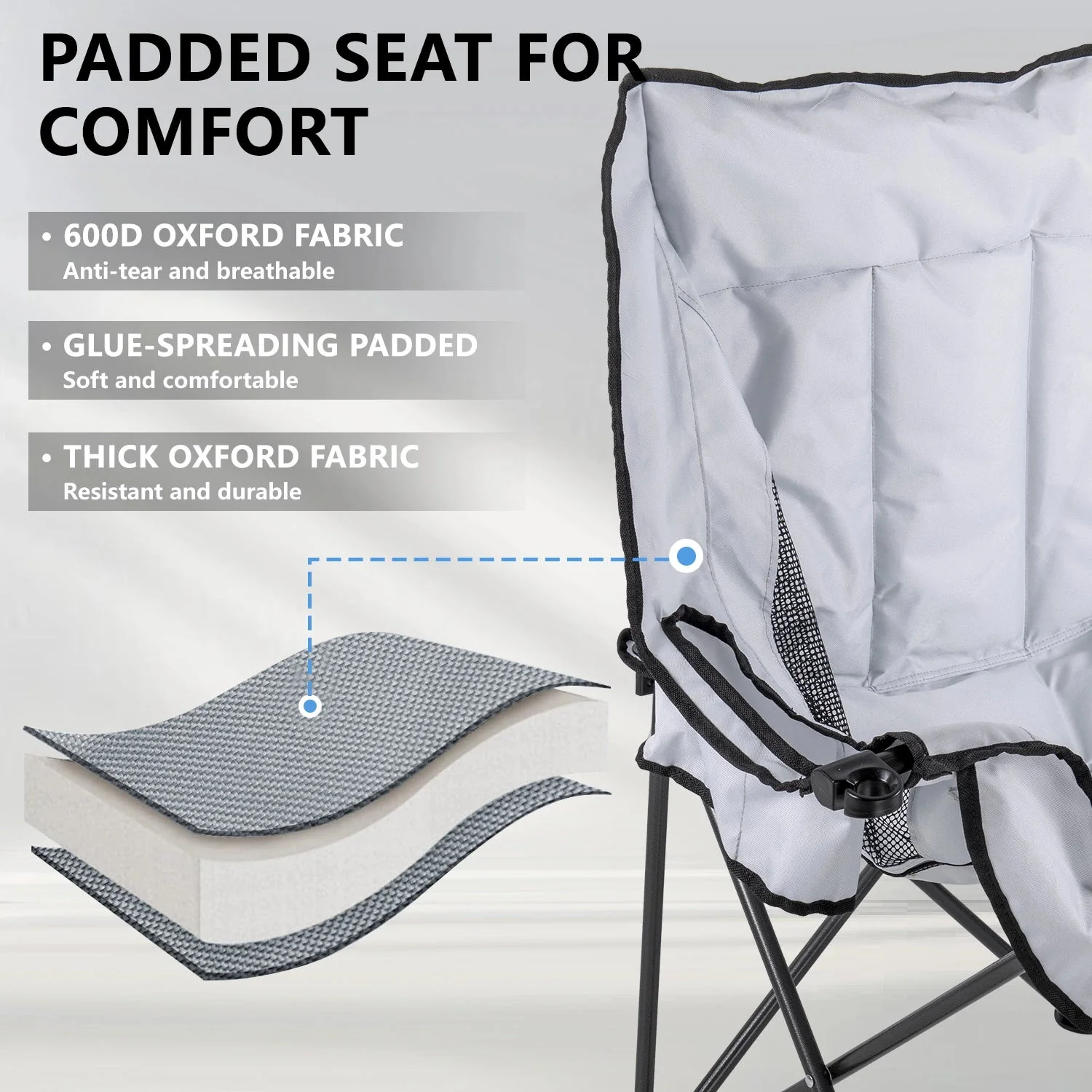 BOSSIN Double Oversized Camping Chairs for Adults, Folding Loveseat Camping Couch with Side Cup Holder&Back Pocket - Image 12