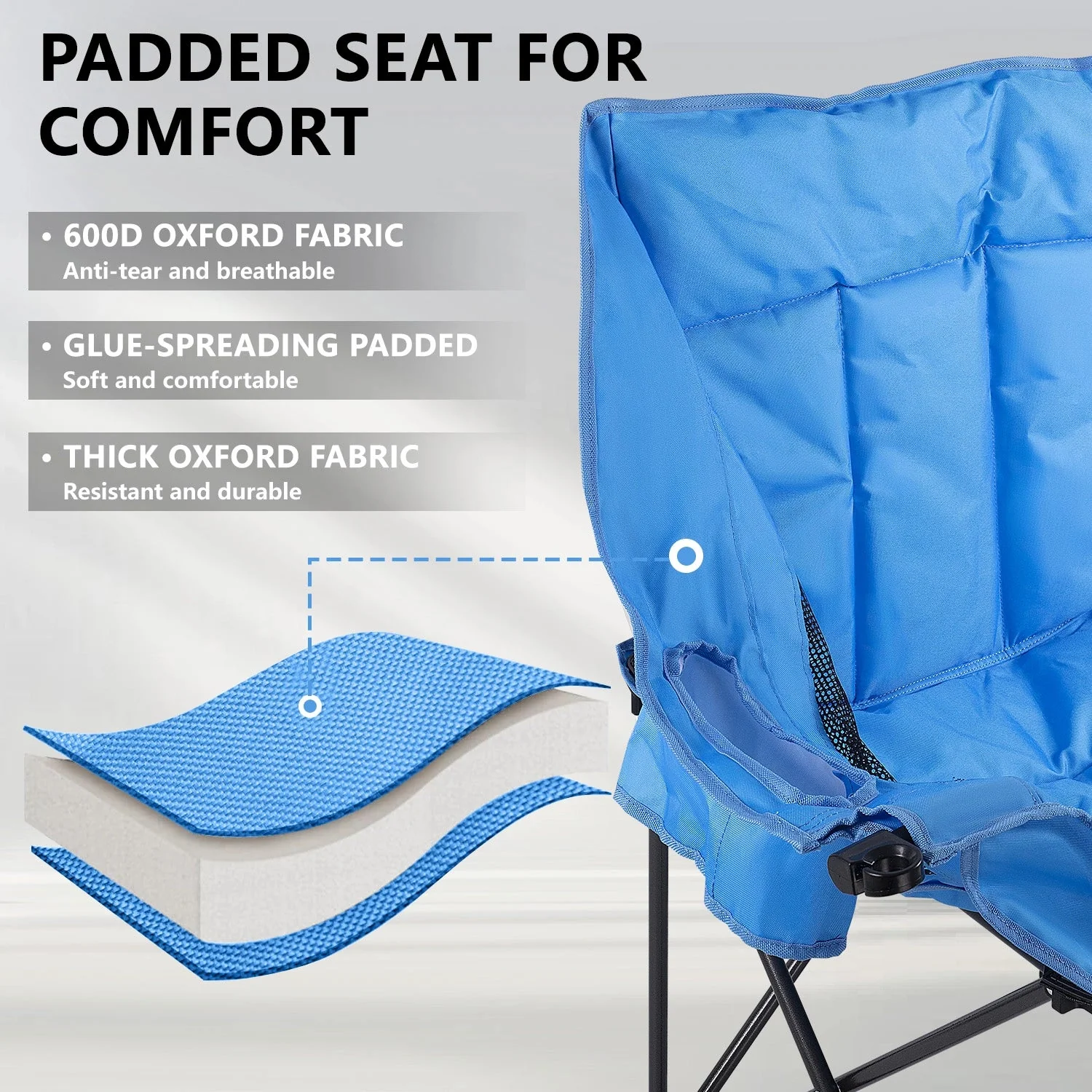 BOSSIN Double Oversized Camping Chairs for Adults, Folding Loveseat Camping Couch with Side Cup Holder&Back Pocket - Image 5