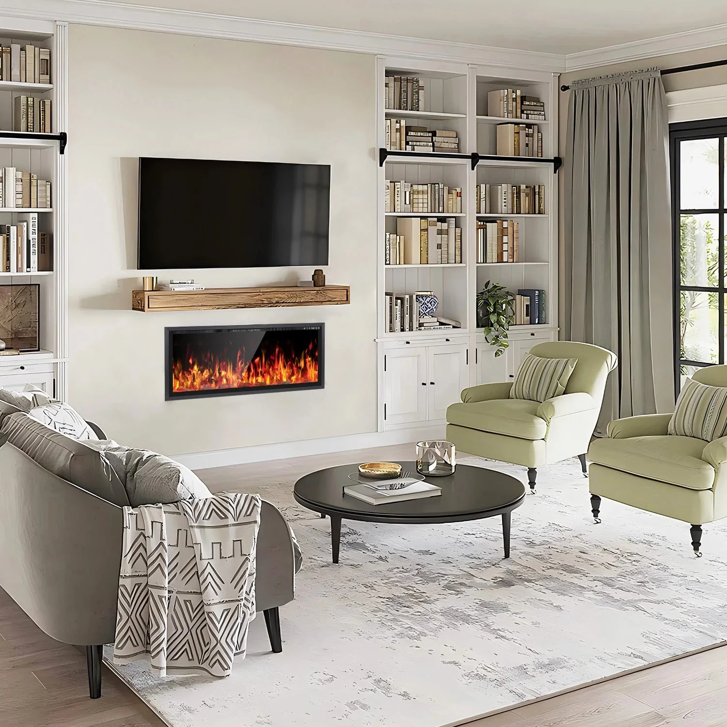 BOSSIN  Electric Fireplace Ultra Narrow Frame &Wider screen with Adjustable Flame Color and Speed,Remote Control with Timer,750/1500W - Image 12