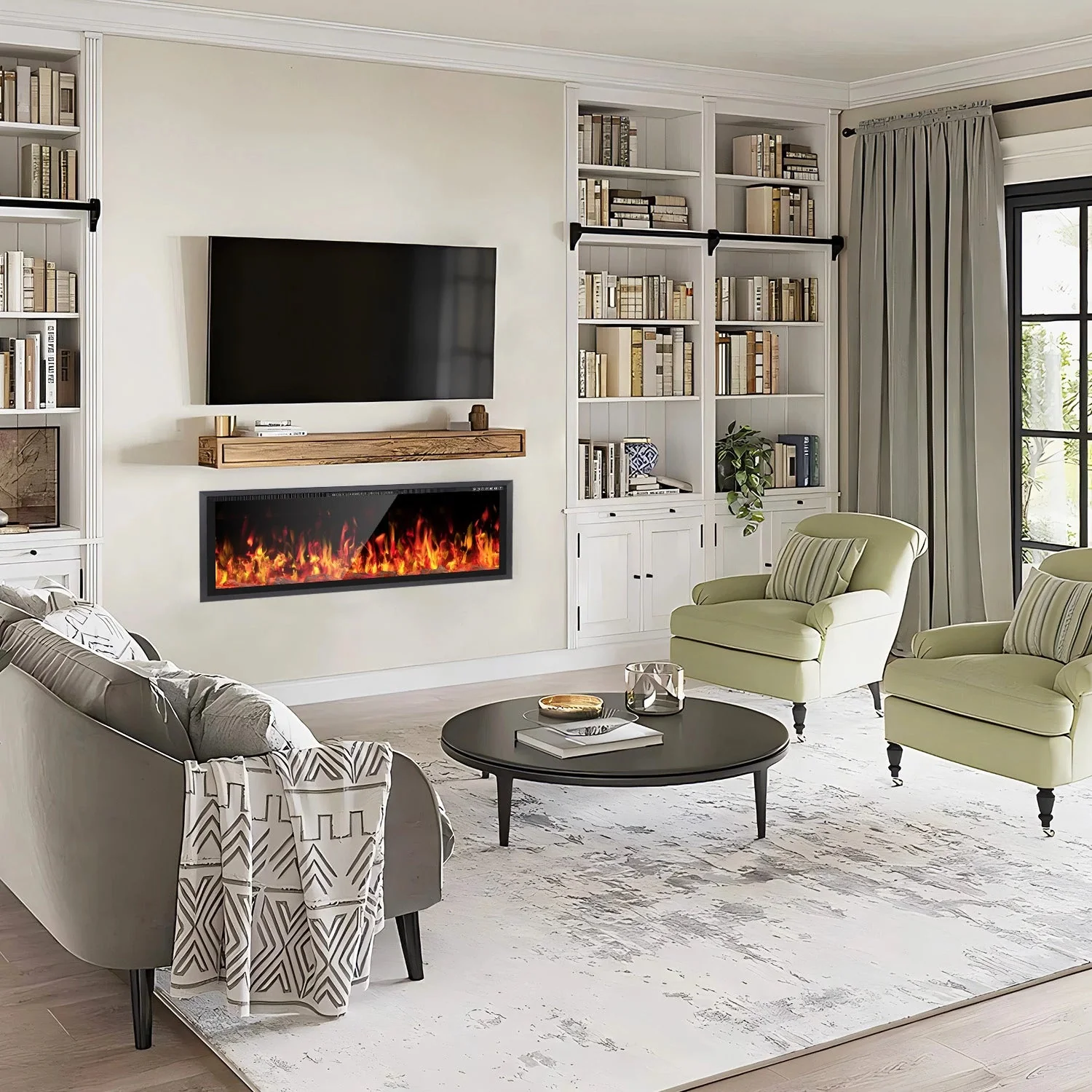 BOSSIN  Electric Fireplace Ultra Narrow Frame &Wider screen with Adjustable Flame Color and Speed,Remote Control with Timer,750/1500W - Image 19