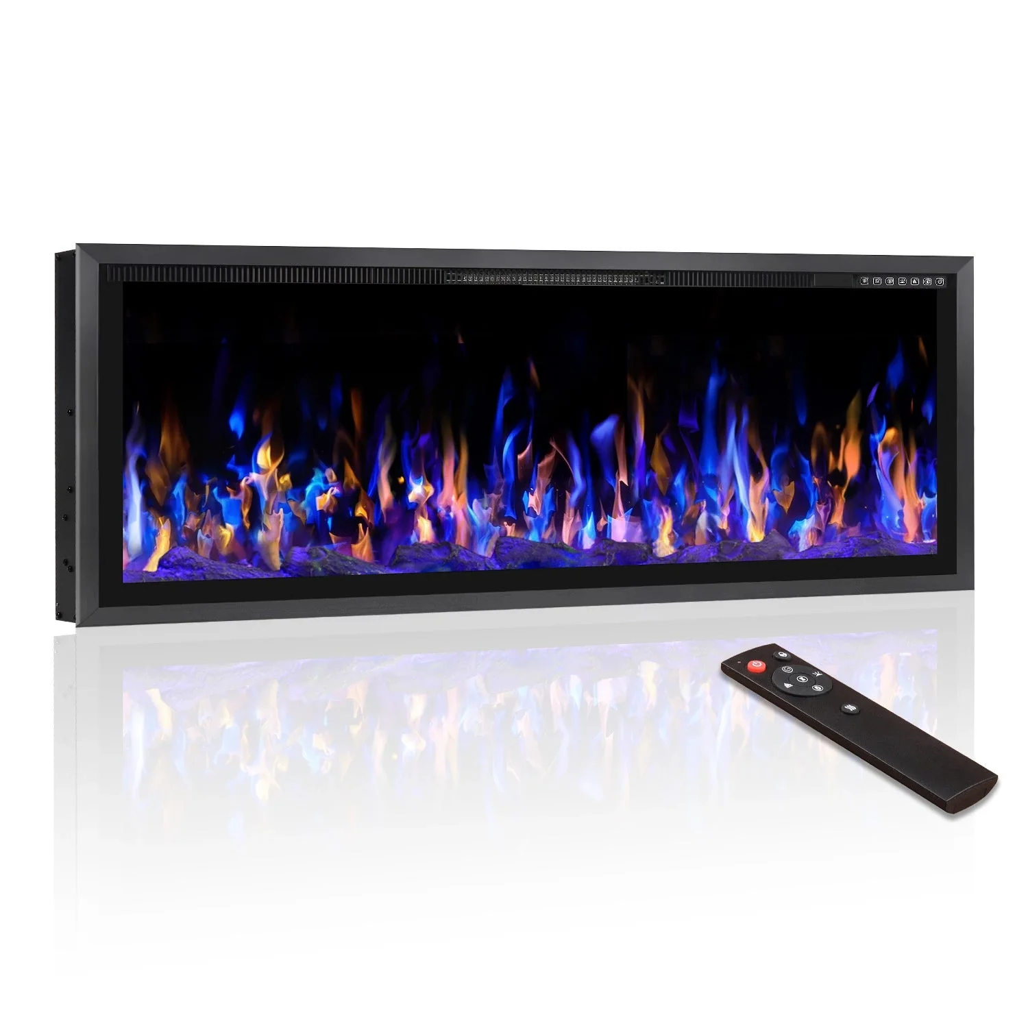 BOSSIN  Electric Fireplace Ultra Narrow Frame &Wider screen with Adjustable Flame Color and Speed,Remote Control with Timer,750/1500W - Image 2