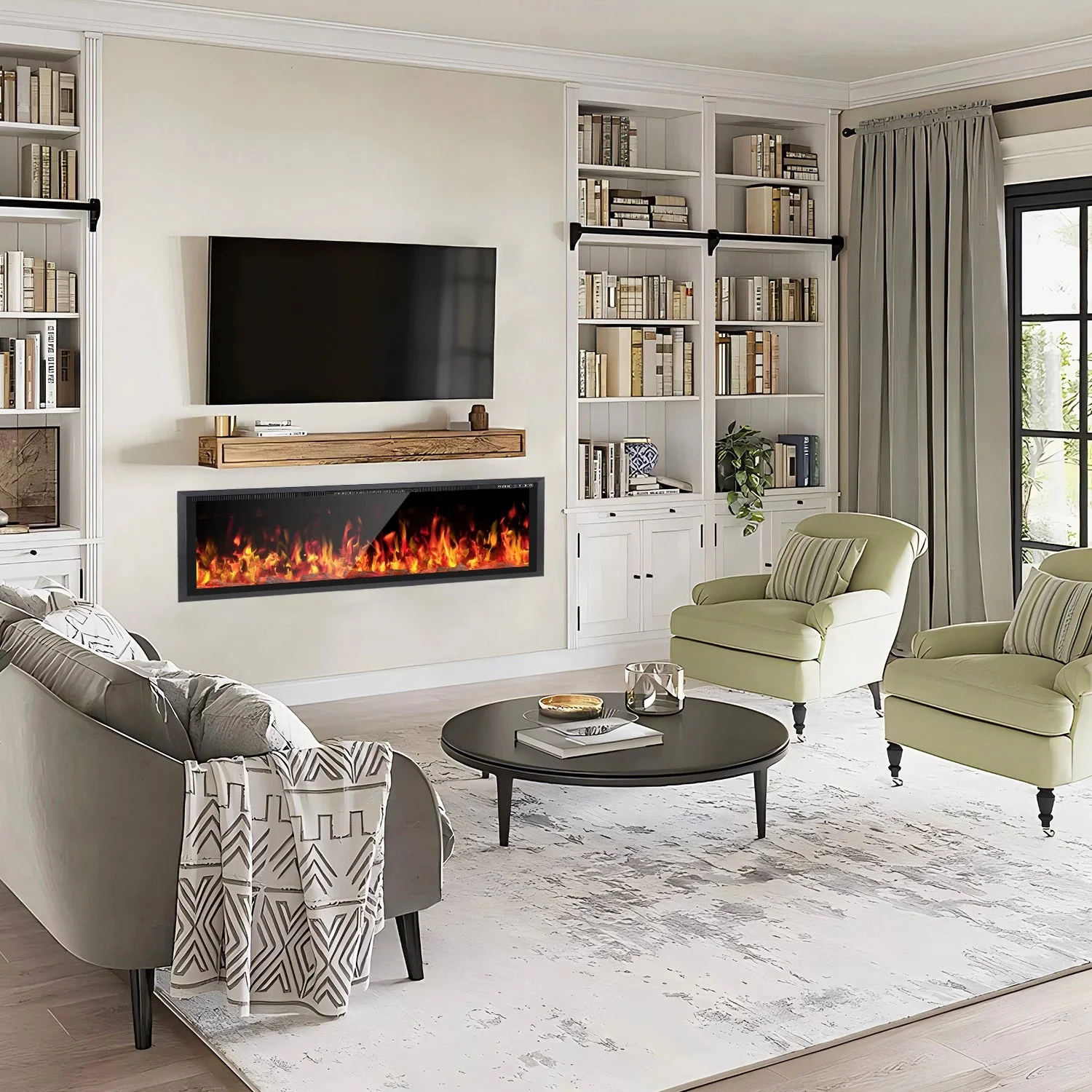 BOSSIN  Electric Fireplace Ultra Narrow Frame &Wider screen with Adjustable Flame Color and Speed,Remote Control with Timer,750/1500W - Image 23