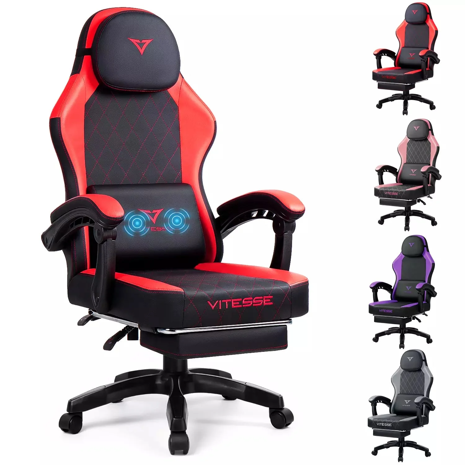 Waleaf Ergonomic Adult Gamer Chair, 330 lb Computer Chair, Racing Gaming Office Chair, Gamer Height Adjustable Swivel Chair with Lumbar Support and Headrest