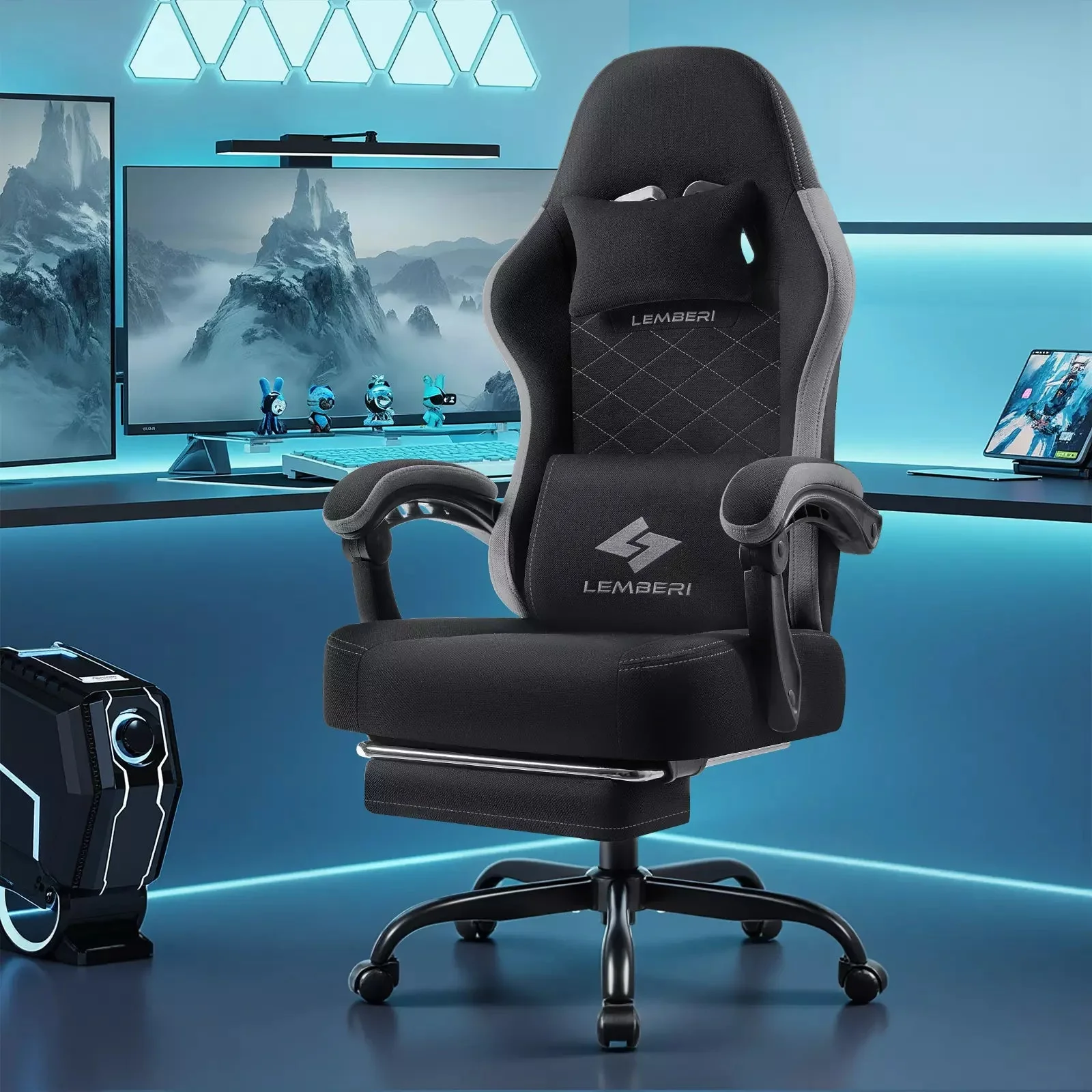 BOSSIN Gaming Chair, Fabric Big and Tall Video Game Chairs for Adults with Footrest,Racing Style Ergonomic Computer Gamer Chair with Headrest and Lumbar Support - Image 13