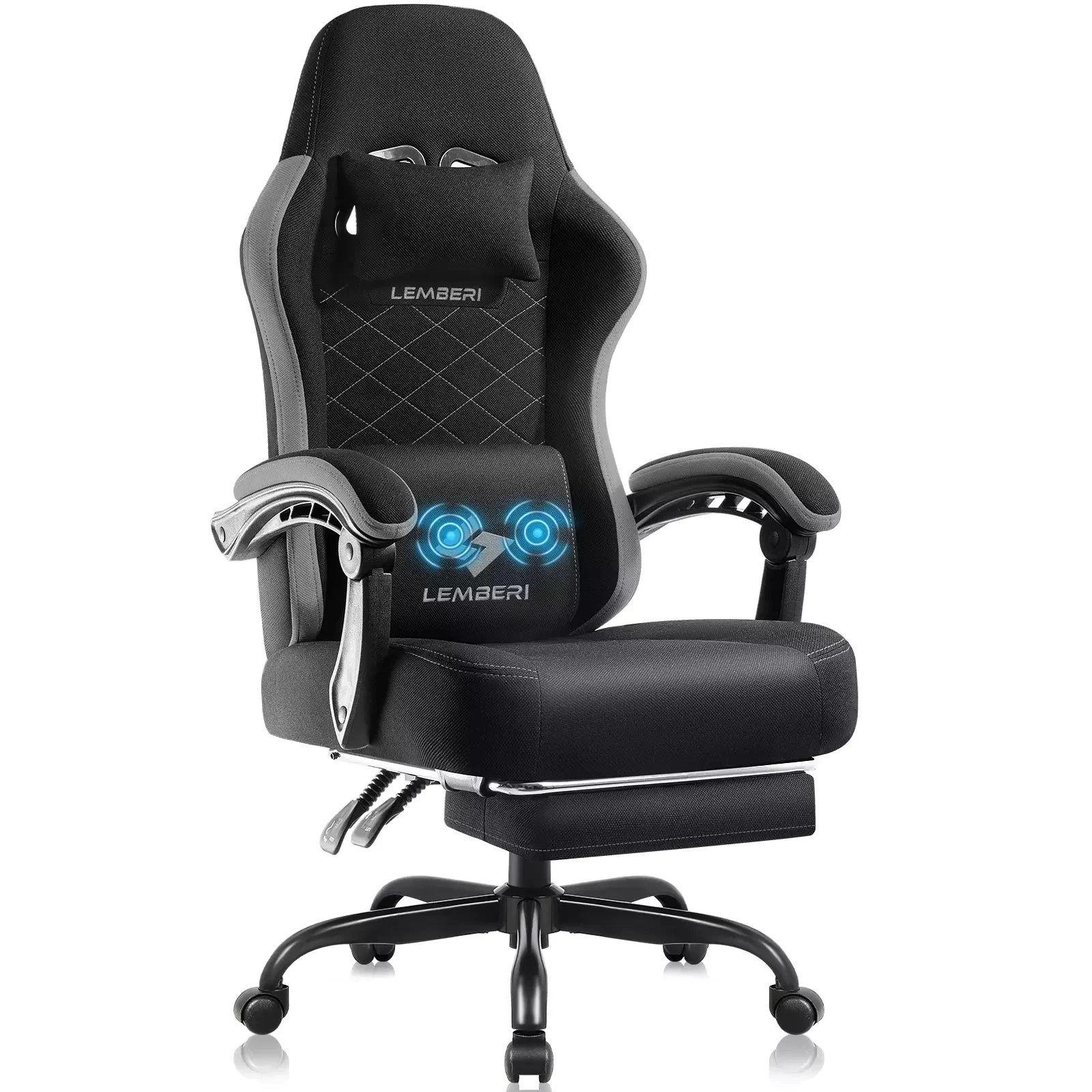 BOSSIN Gaming Chair, Fabric Big and Tall Video Game Chairs for Adults with Footrest,Racing Style Ergonomic Computer Gamer Chair with Headrest and Lumbar Support - Image 2