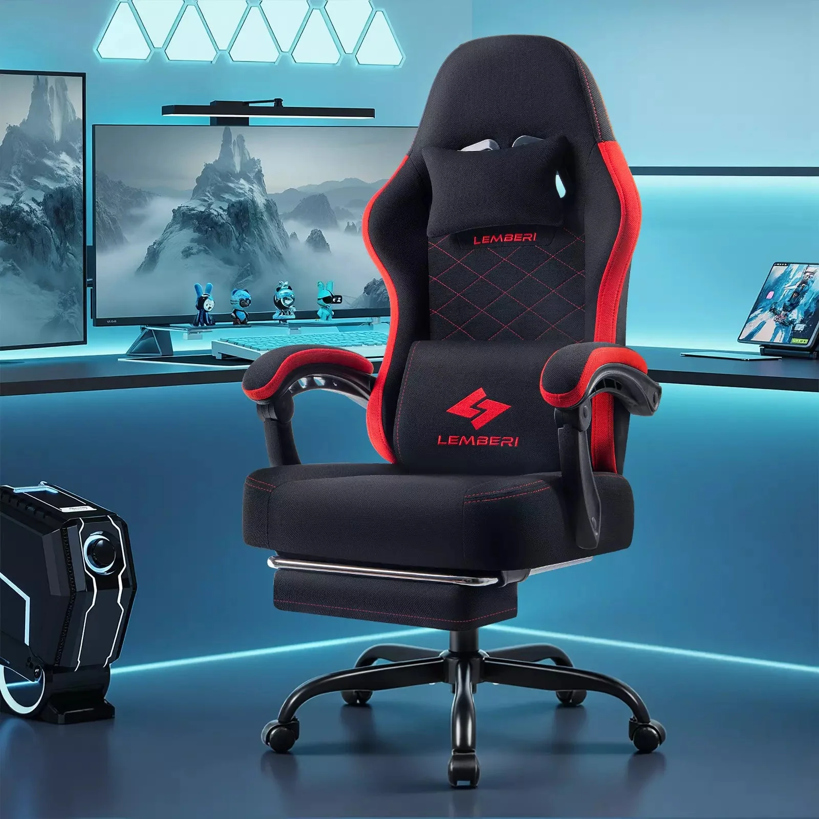 BOSSIN Gaming Chair, Fabric Big and Tall Video Game Chairs for Adults with Footrest,Racing Style Ergonomic Computer Gamer Chair with Headrest and Lumbar Support - Image 7