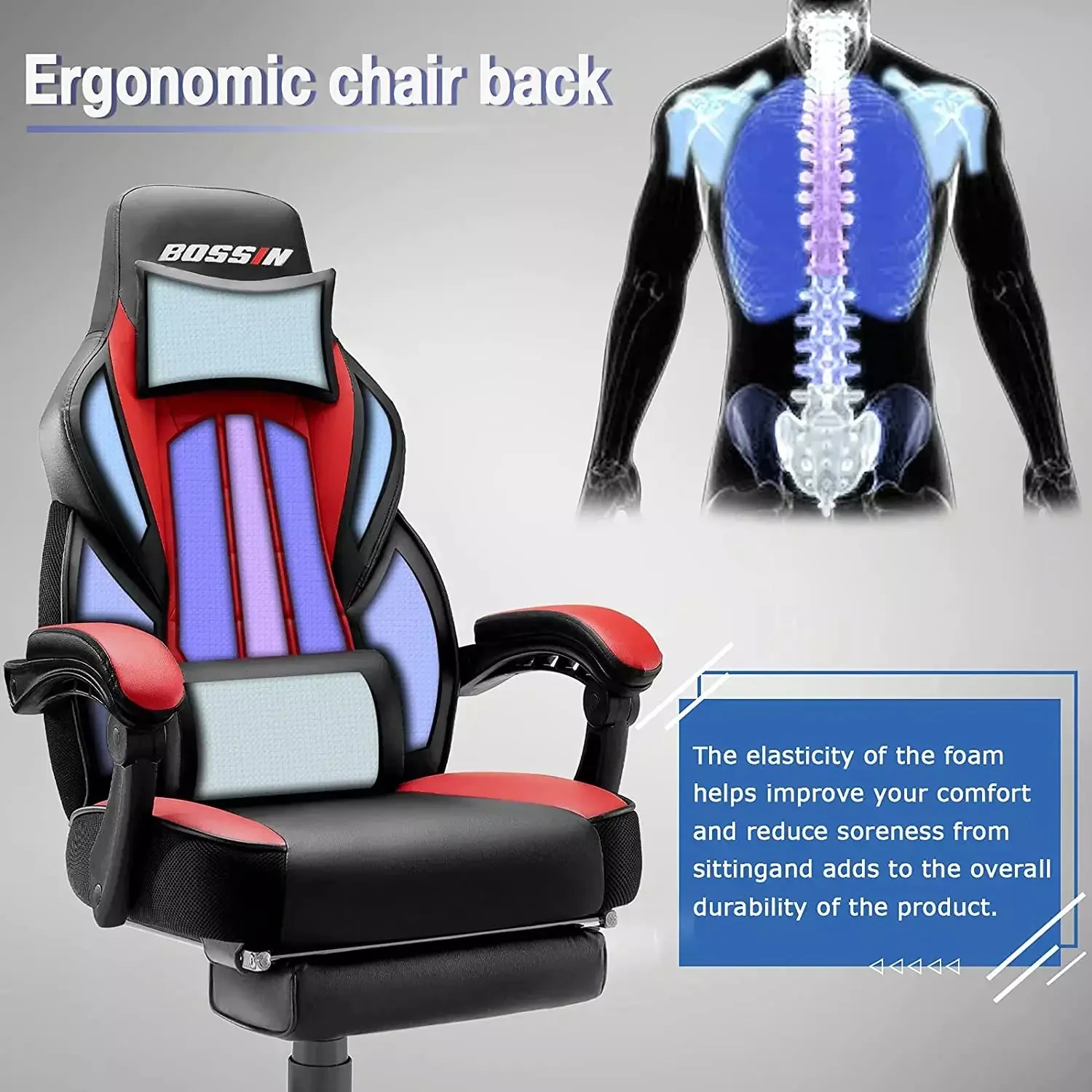 BOSSIN Big and Tall Heavy Duty PC Gaming Chair, Design for Big Guy BGC01 - Image 3