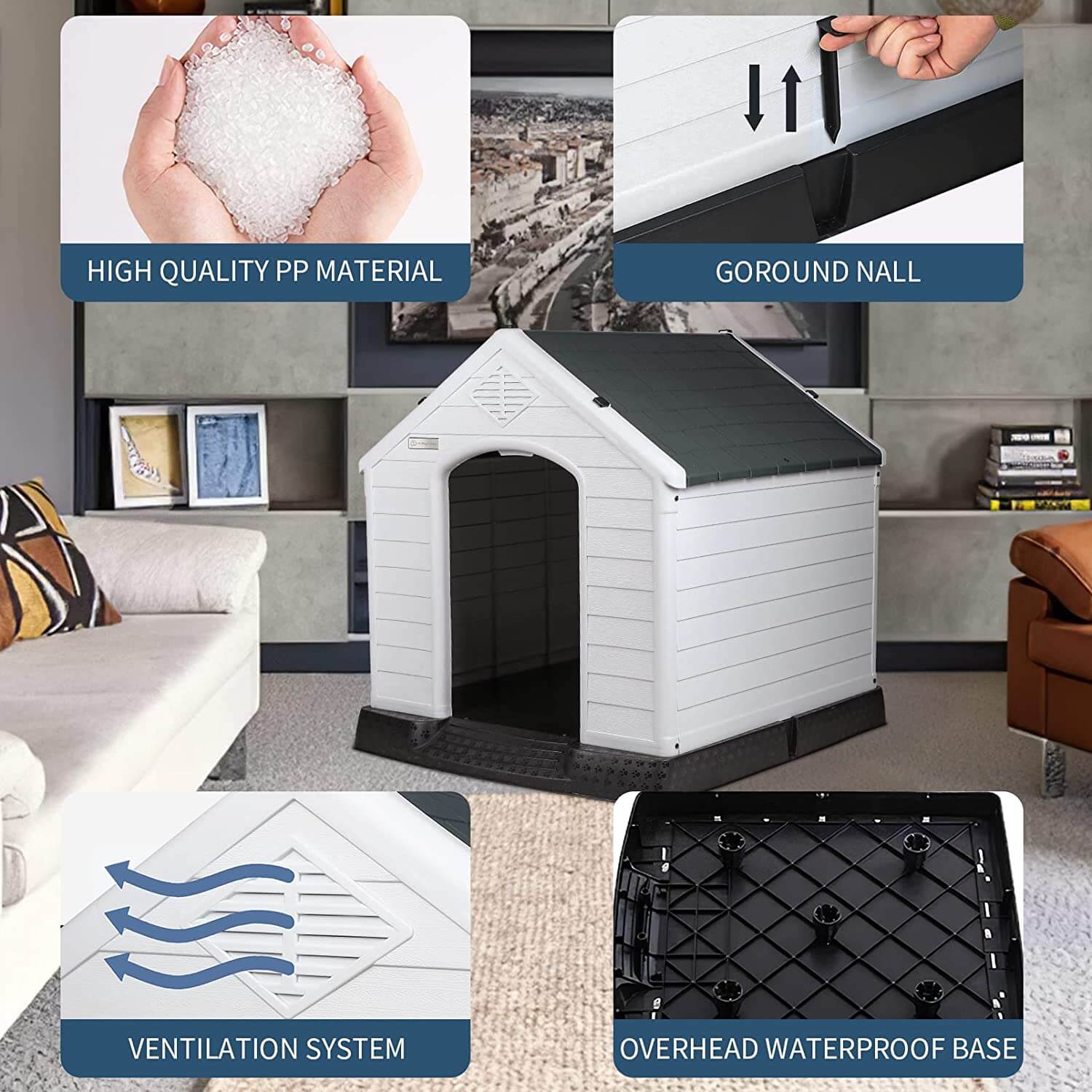 Vitesse Indoor/Outdoor Durable Dog House with Air Vents and Elevated Floor - Image 14