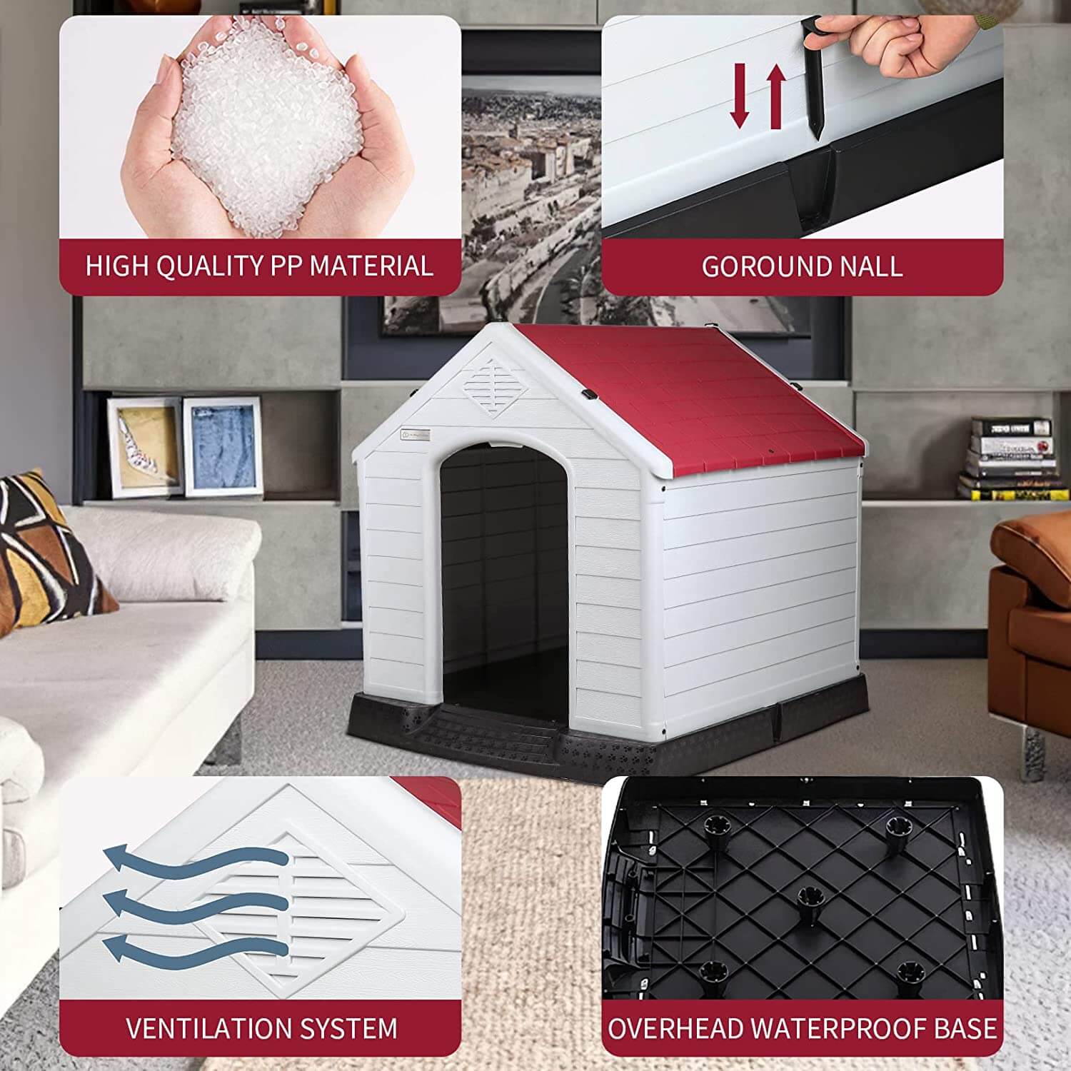 Vitesse Indoor/Outdoor Durable Dog House with Air Vents and Elevated Floor - Image 23