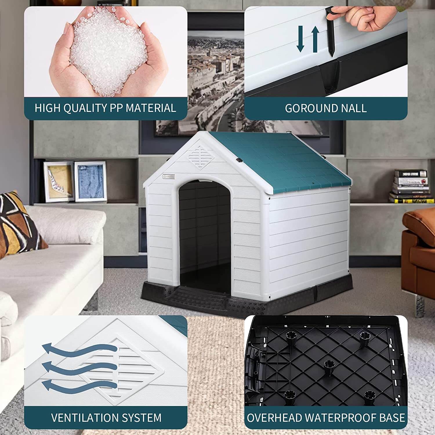 Vitesse Indoor/Outdoor Durable Dog House with Air Vents and Elevated Floor - Image 5