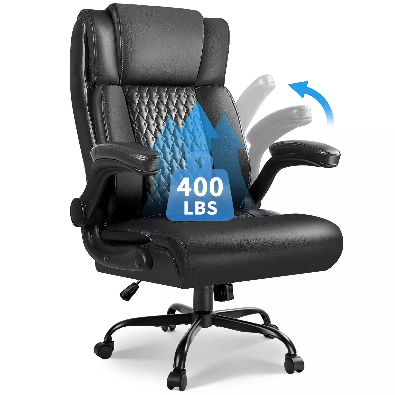 BOSSIN Executive Office Chair,Big and Tall Office Chair with Flip up Armrest