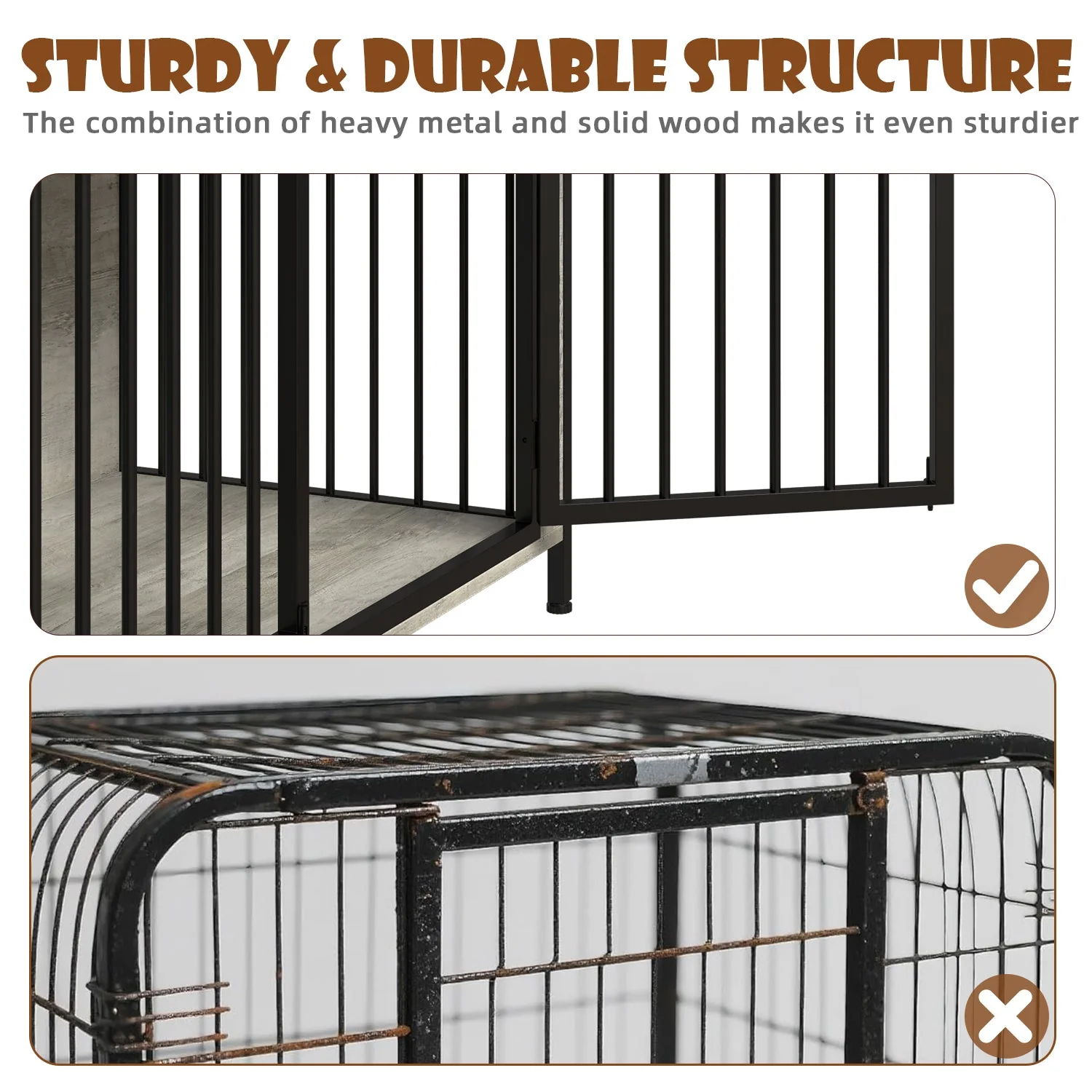 Lemberi 44 Inch double Dog Crate Furniture with 2 Storage Drawers,Wooden Dog Kennel for Inside,tables with dog crate for Large Medium Small Dogs 2 Pack - Image 10