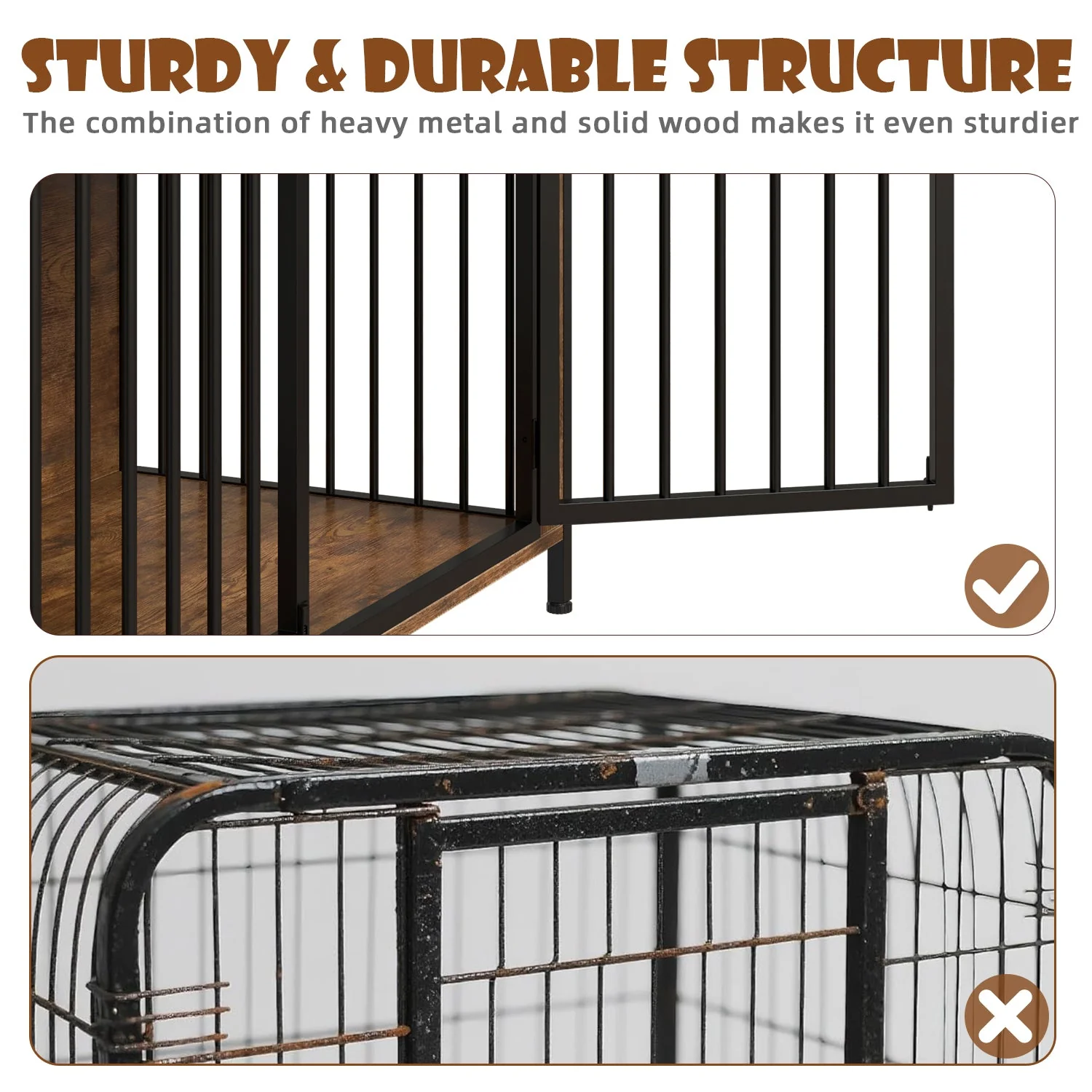 Lemberi 44 Inch double Dog Crate Furniture with 2 Storage Drawers,Wooden Dog Kennel for Inside,tables with dog crate for Large Medium Small Dogs 2 Pack - Image 15
