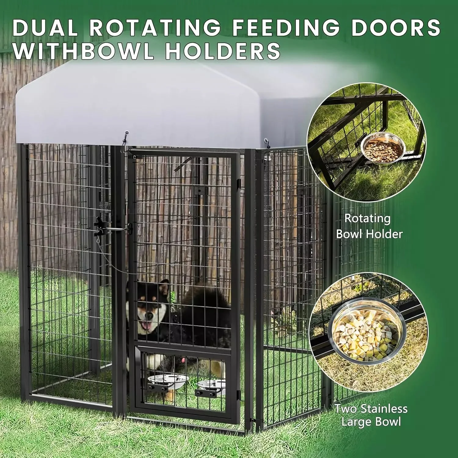 LEMBERI 8x4x4 Outside Dog Kennel with Roof for Large Dogs - Image 3