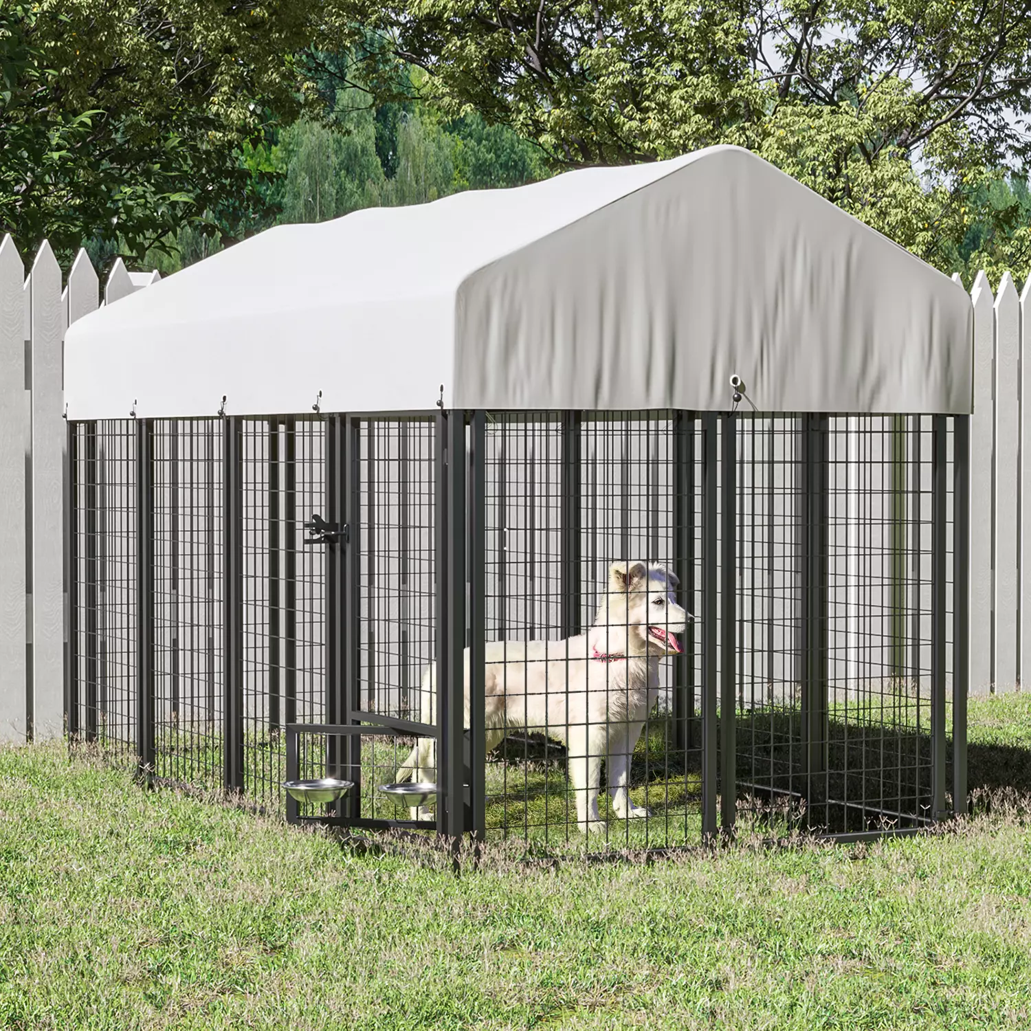 LEMBERI 8x4x4 Outside Dog Kennel with Roof for Large Dogs - Image 7