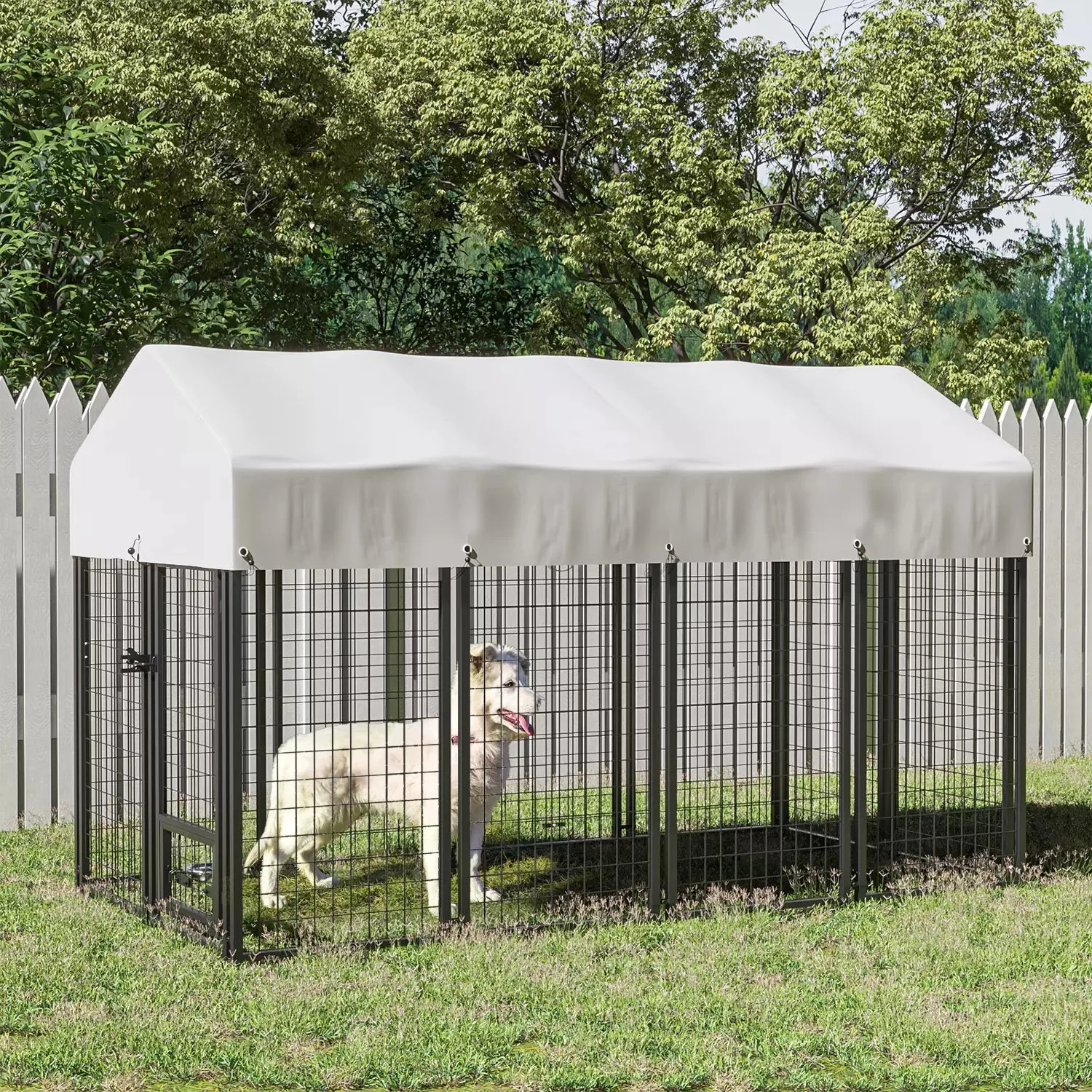LEMBERI 8x4x4 Outside Dog Kennel with Roof for Large Dogs - Image 8