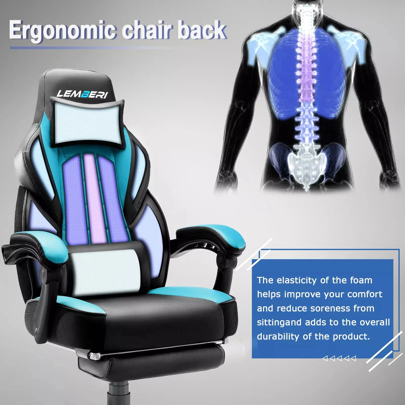 LEMBERI Big and Tall Heavy Duty PC Gaming Chair, Design for Big Guy LGC01 - Image 29