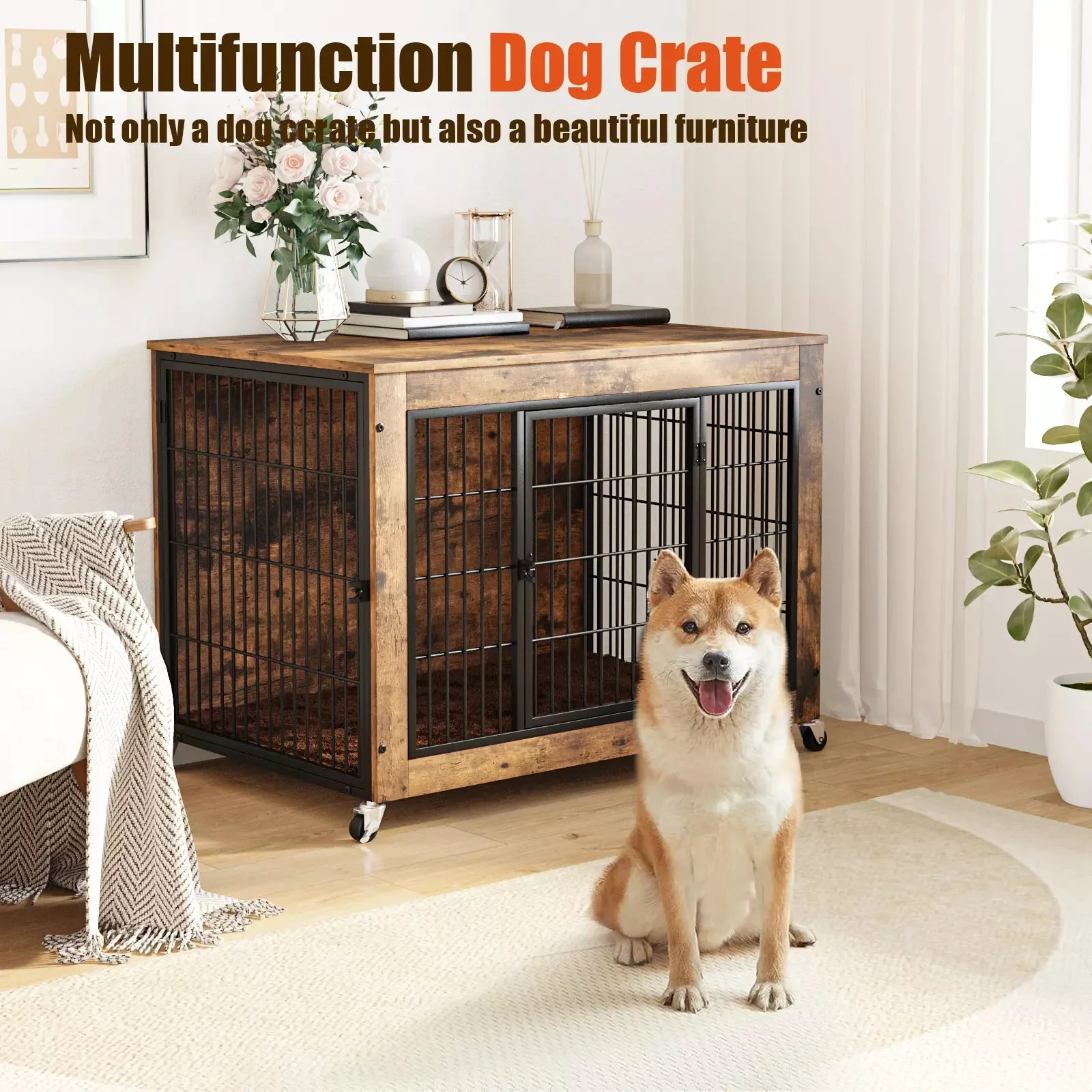 LEMBERI Dog Crate Furniture with Cushion - Image 11