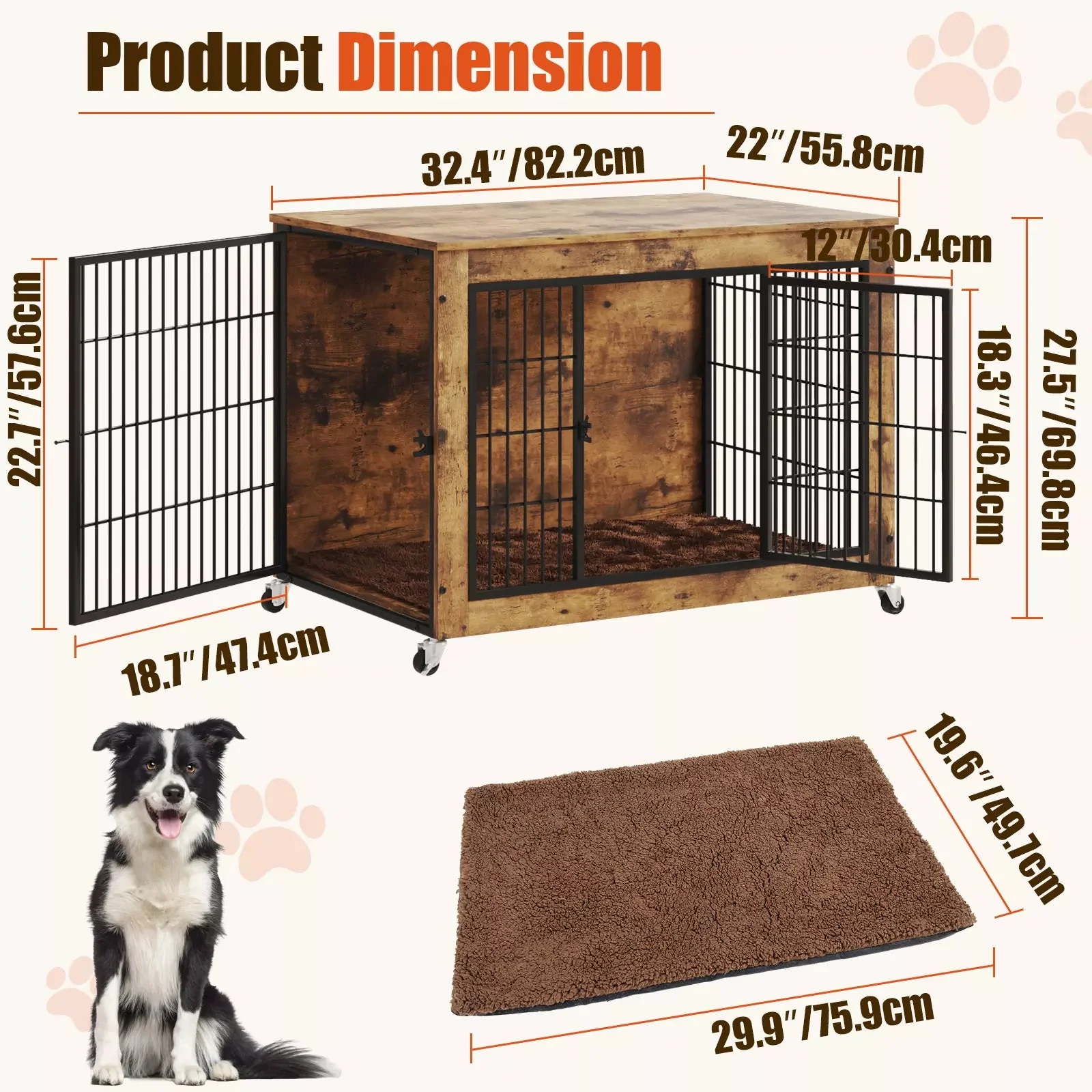 LEMBERI Dog Crate Furniture with Cushion - Image 13