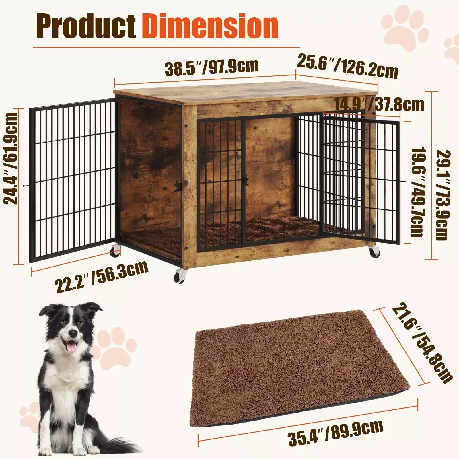 LEMBERI Dog Crate Furniture with Cushion - Image 14