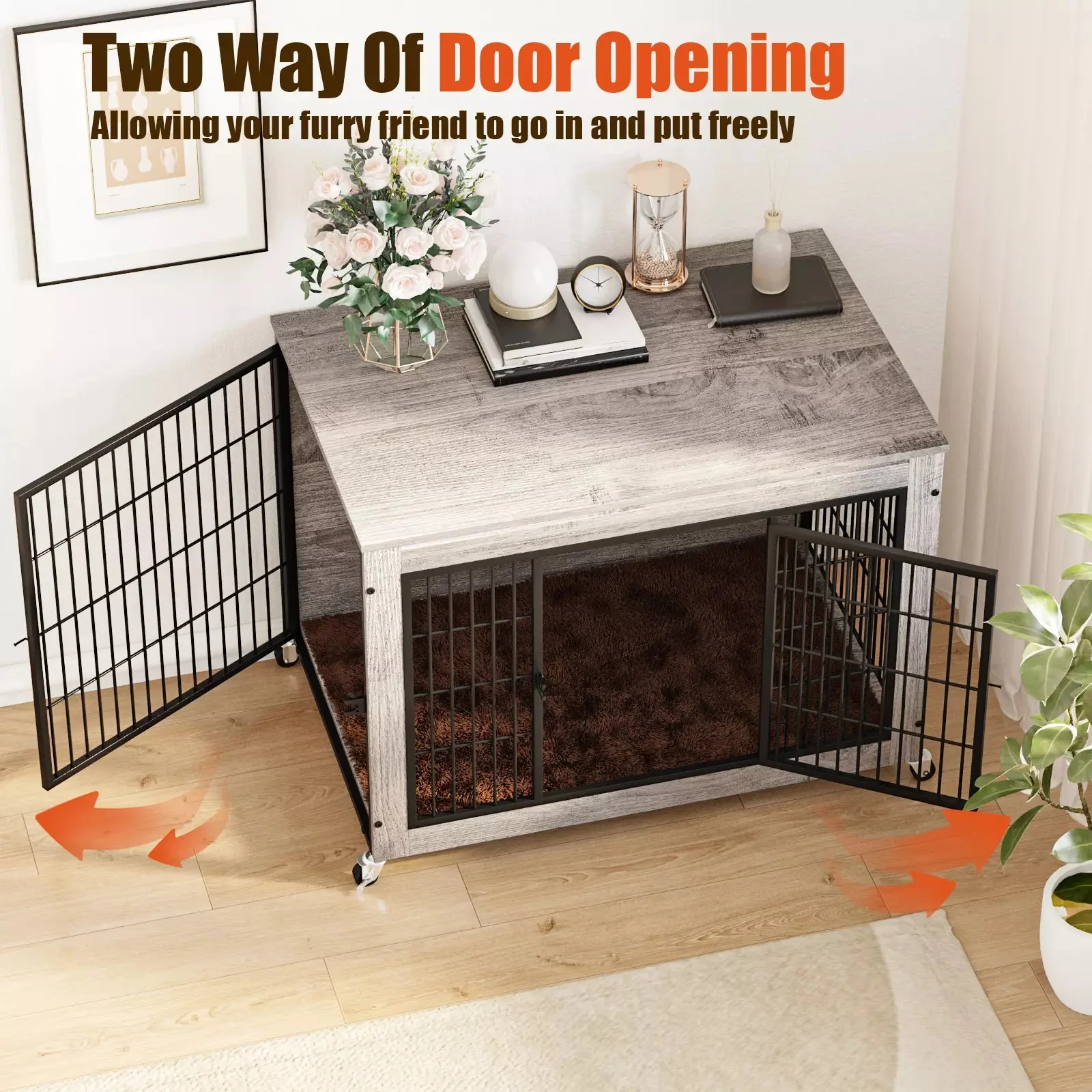 LEMBERI Dog Crate Furniture with Cushion - Image 3