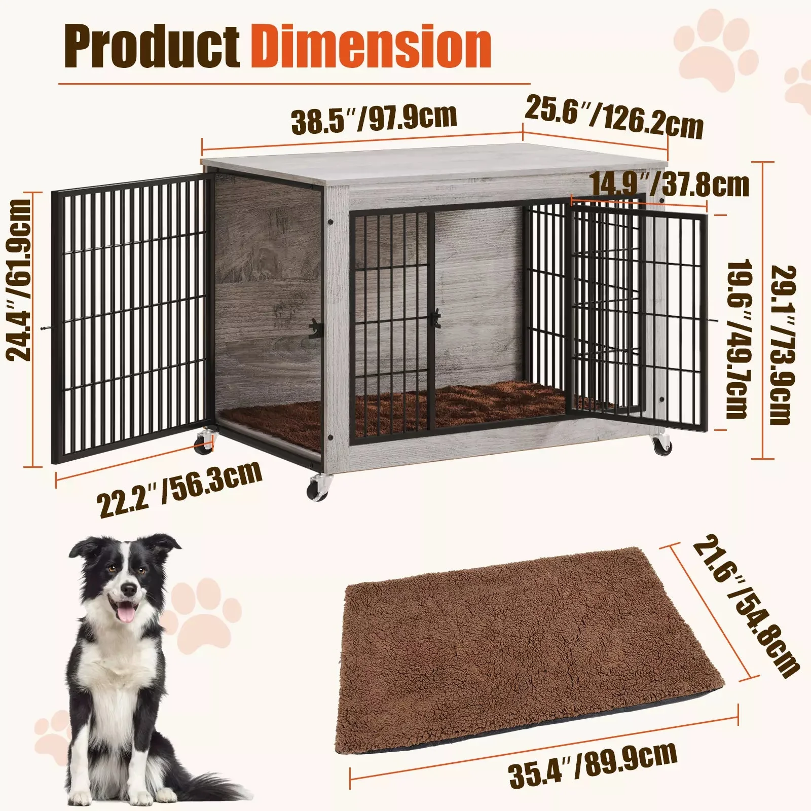 LEMBERI Dog Crate Furniture with Cushion - Image 9
