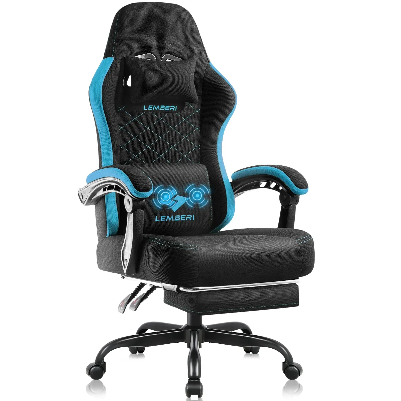 LEMBERI Gaming Chair, Fabric Big and Tall Video Game Chairs for Adults with Footrest,Racing Style Ergonomic Computer Gamer Chair with Headrest and Lumbar Support - Image 4