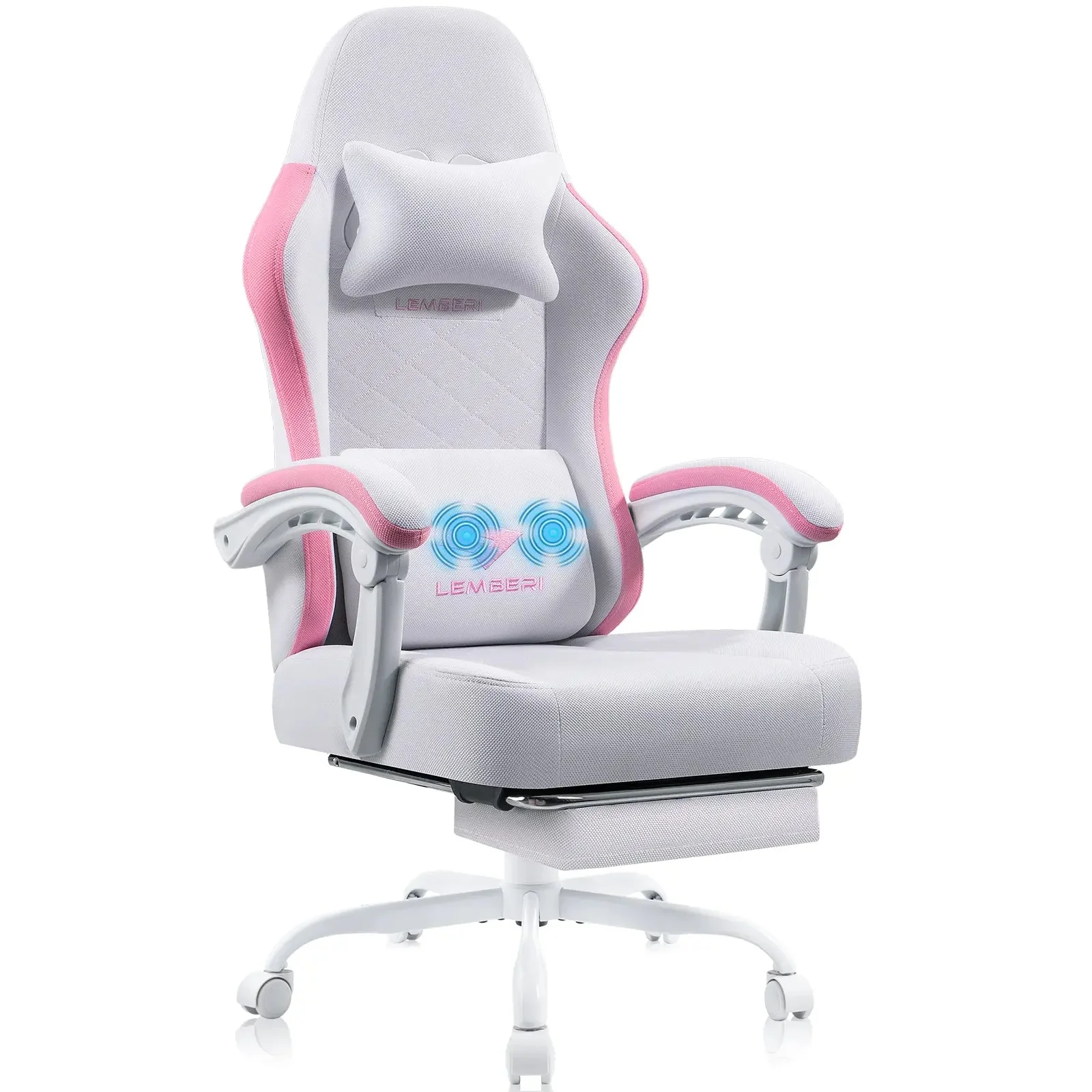 LEMBERI Gaming Chair, Fabric Big and Tall Video Game Chairs for Adults with Footrest,Racing Style Ergonomic Computer Gamer Chair with Headrest and Lumbar Support - Image 5